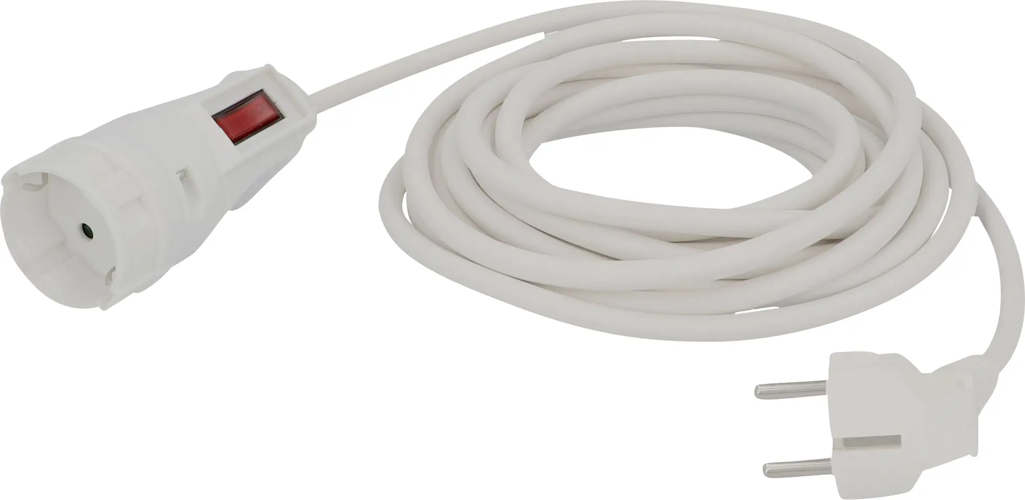 Unitec Verlängerungskabel Innen 5 Meter H05VV-F3G1,5, weiß, mit Schalter