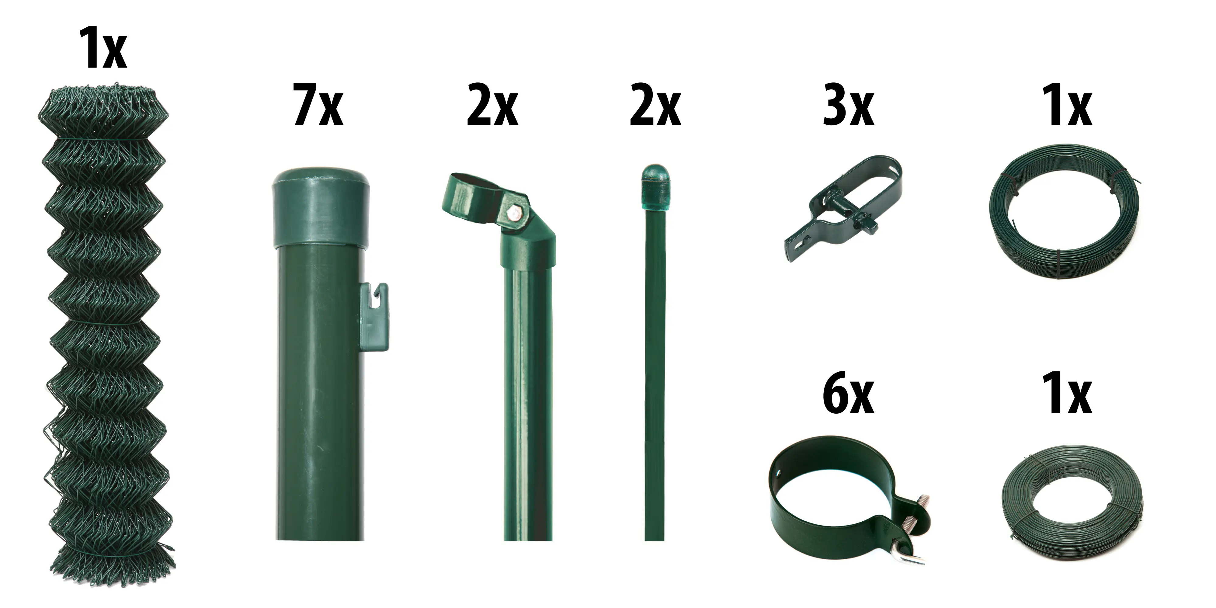 Floraworld Maschendrahtzaun Set 15 m 1500 x 125 cm inkl. 7 Pfosten 175 cm moosgrün