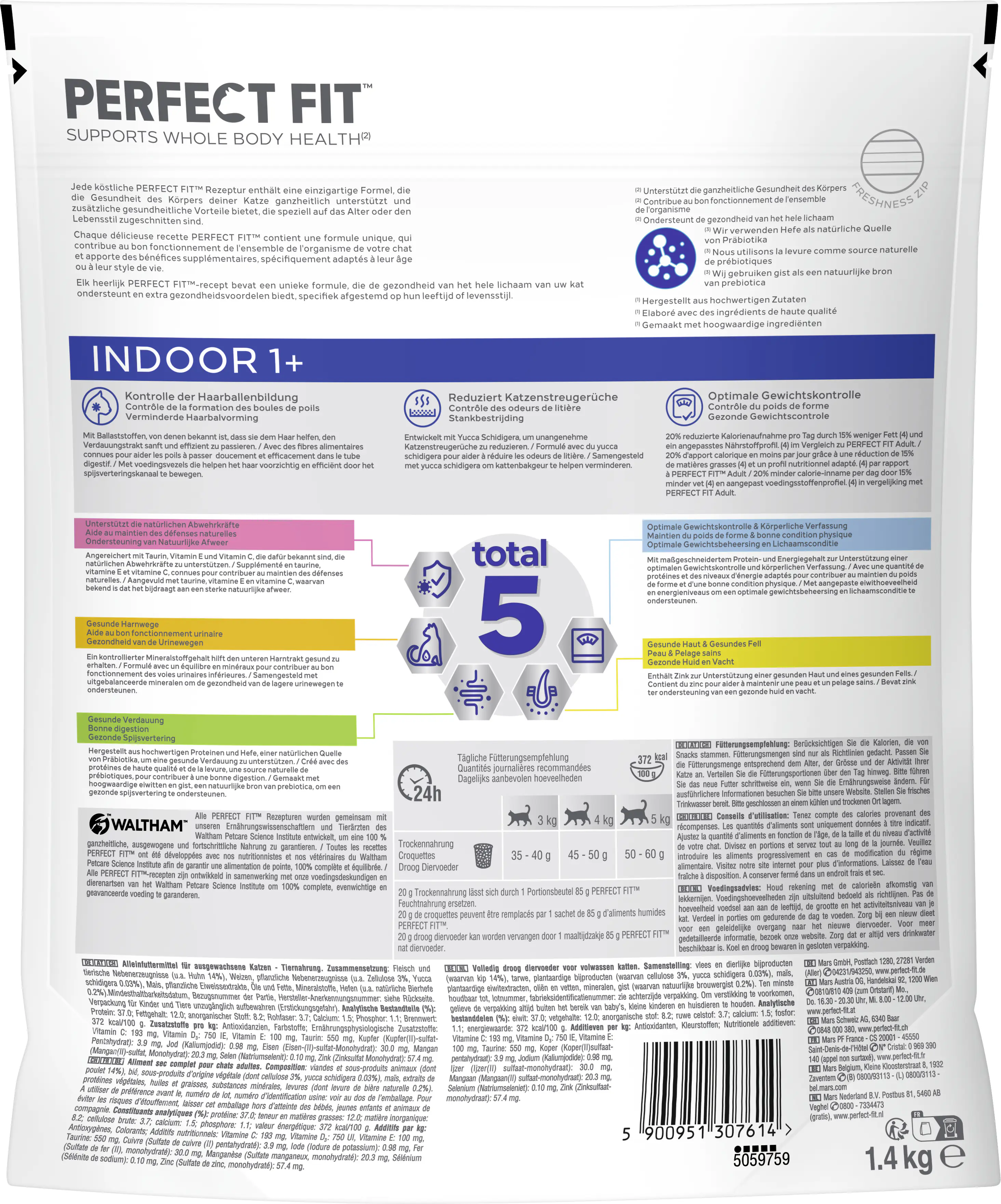 Perfect Fit Indoor 1 Katzentrockenfutter Adult 1,4 kg Huhn