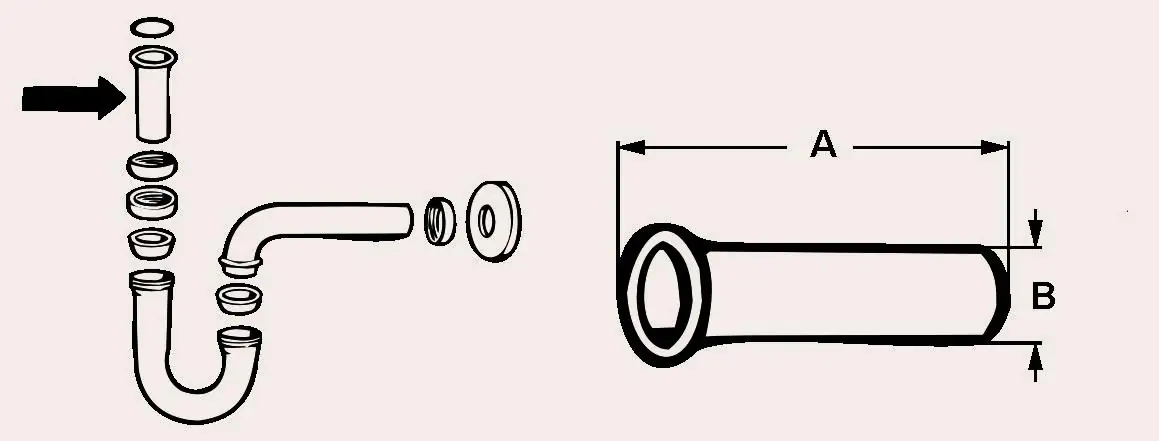 Cornat Tauchrohr für Siphon verchromt Ø 32 x 200 mm