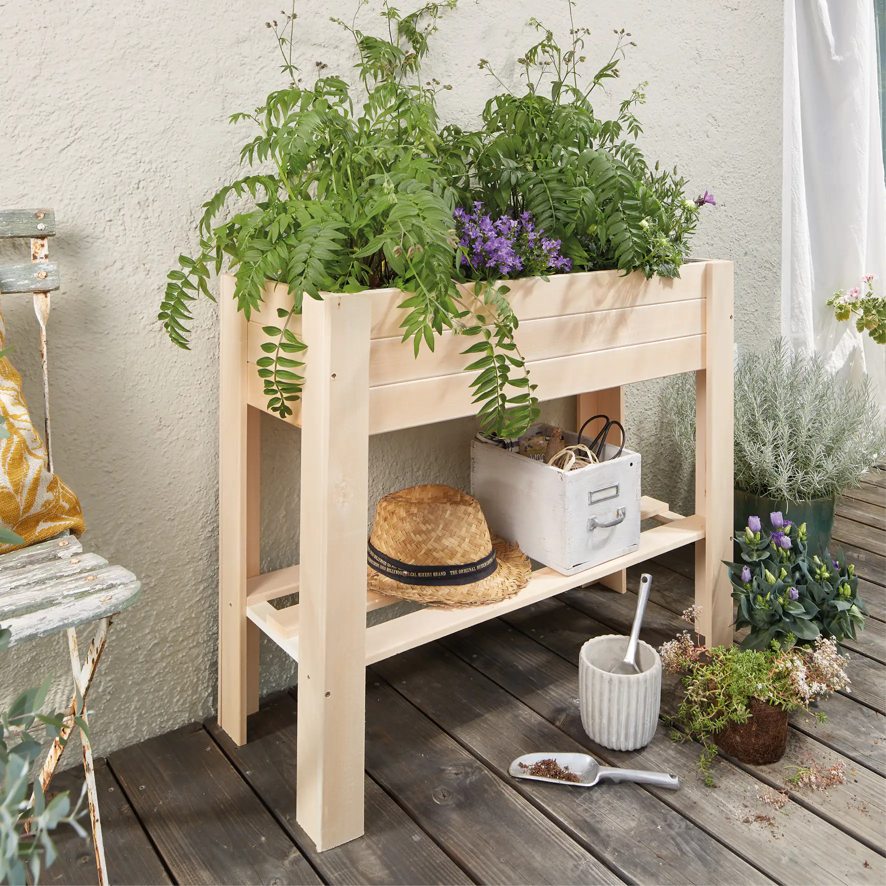 4001073116427_01 Wagner System Hochbeet Green Box Light 83 x 34,5 x 70 cm natur