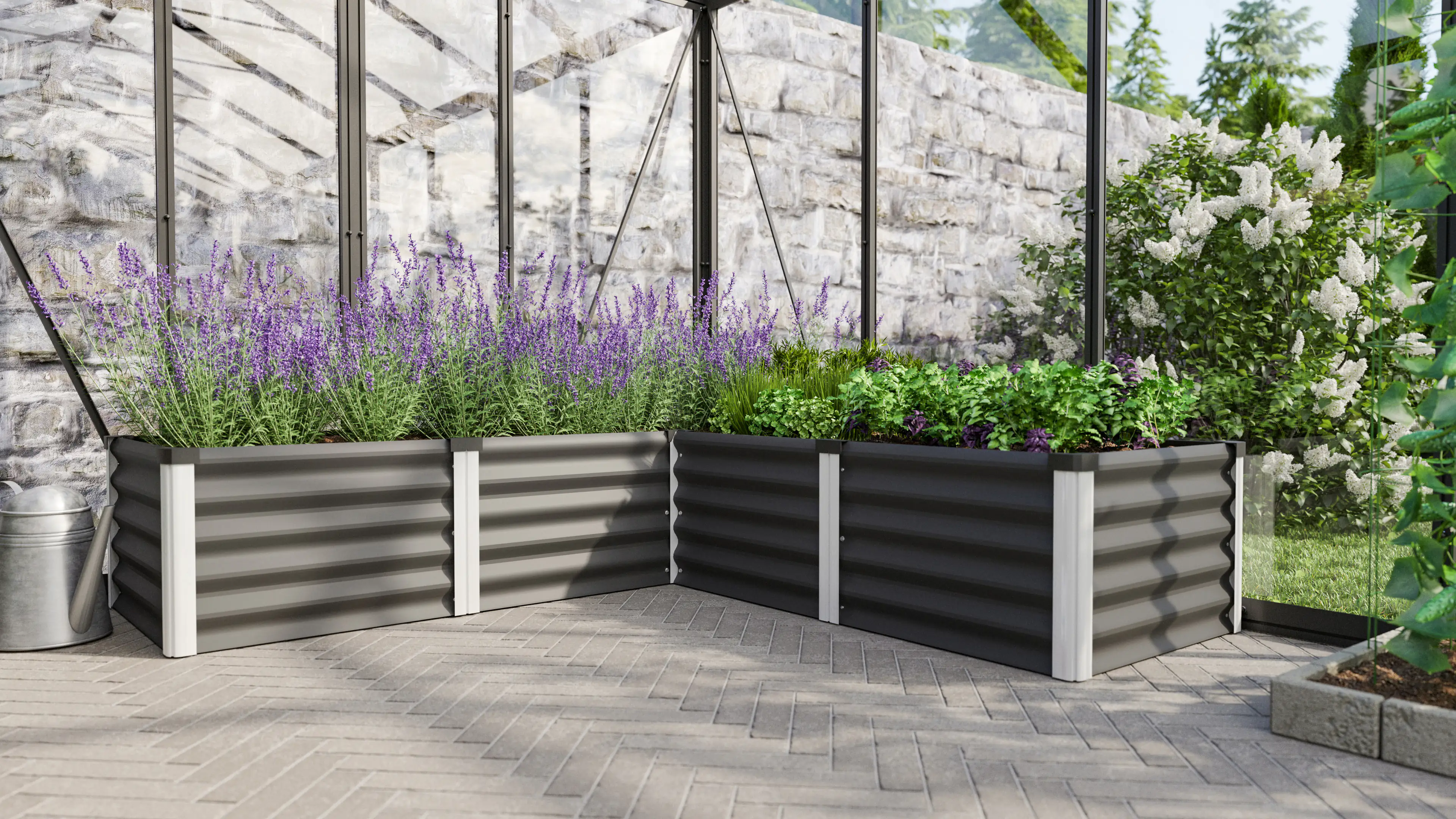 Vitavia Hochbeet Meta 185 x 185 x 40 cm granit aluminium