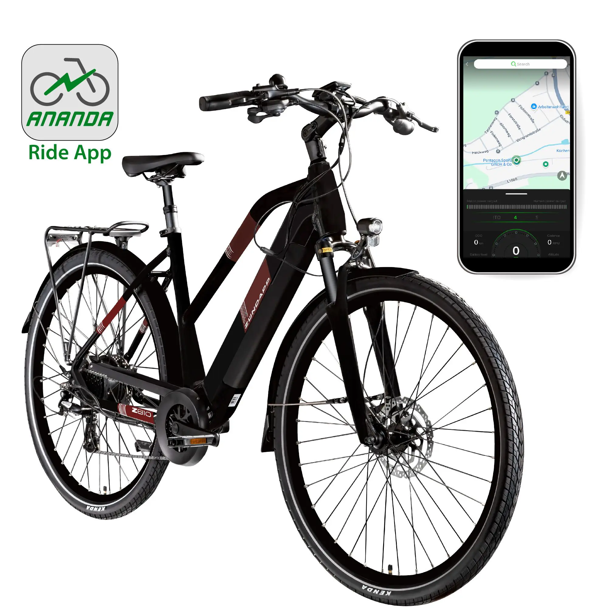 Zündapp E-Bike Z810 Trekking 28 Zoll 8-Gang 550 Wh schwarz rot 