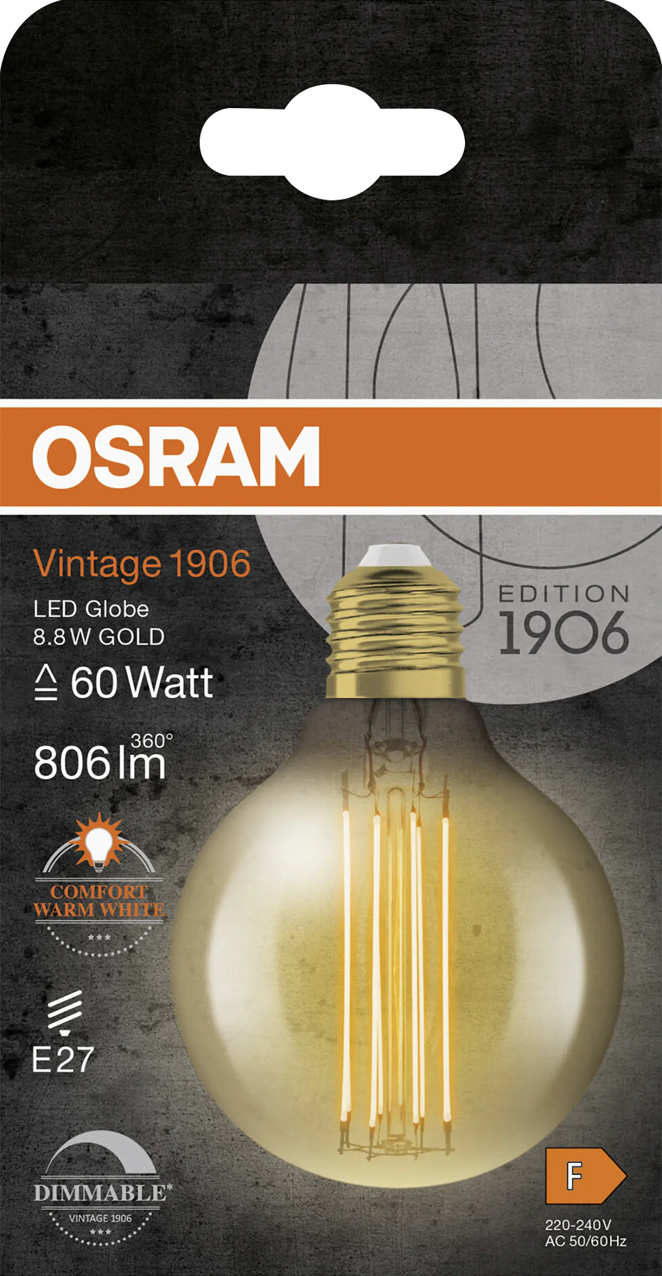 Osram LED Leuchtmittel Globe 80 E27 8,8 W warmweiß amber