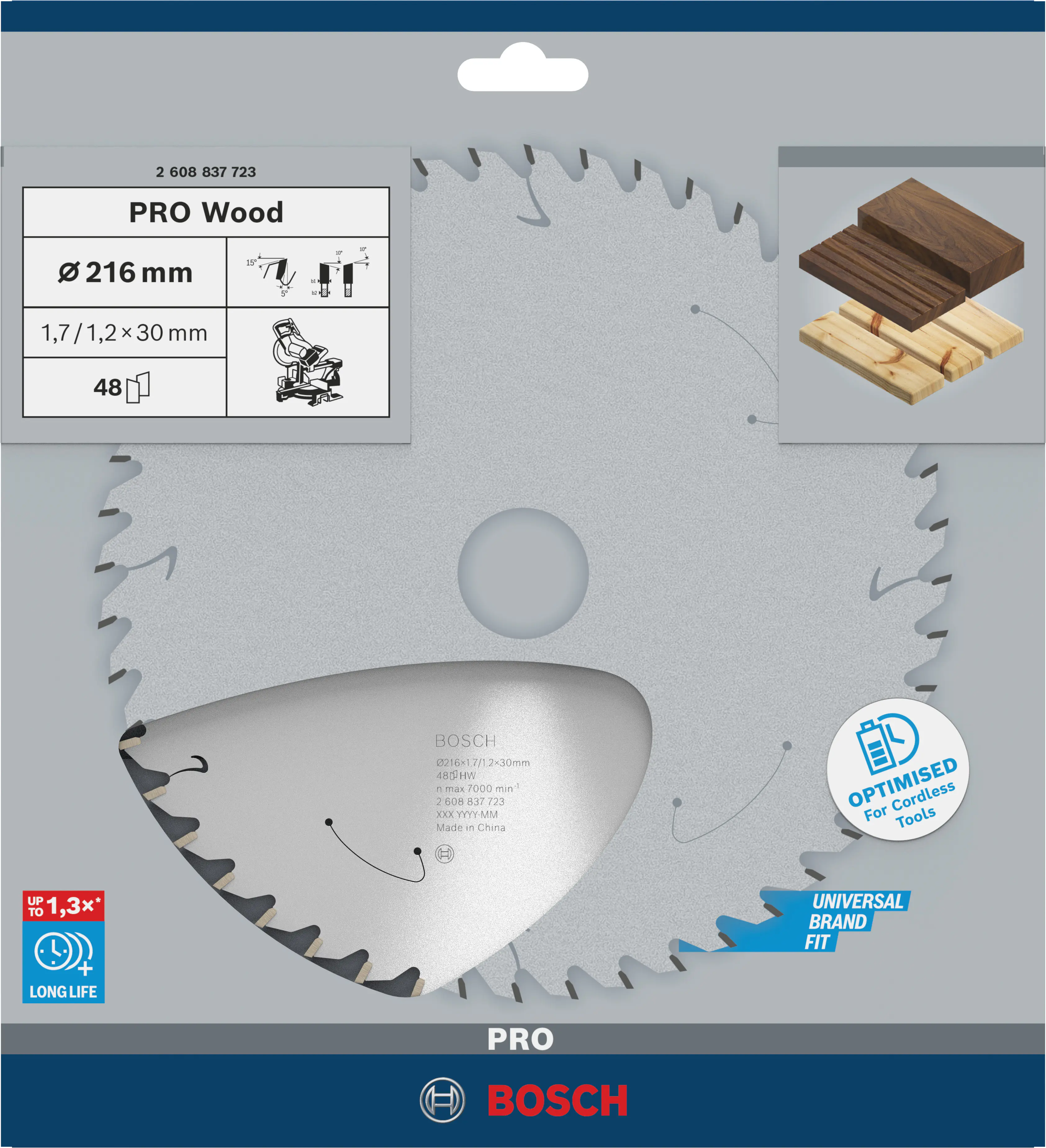 Bosch PRO Wood cordless Kreissägeblatt 216 x 1,7 x 30 mm T48 Bosch PRO Wood cordless Kreissägeblatt 216 x 1,7 x 30 mm T48