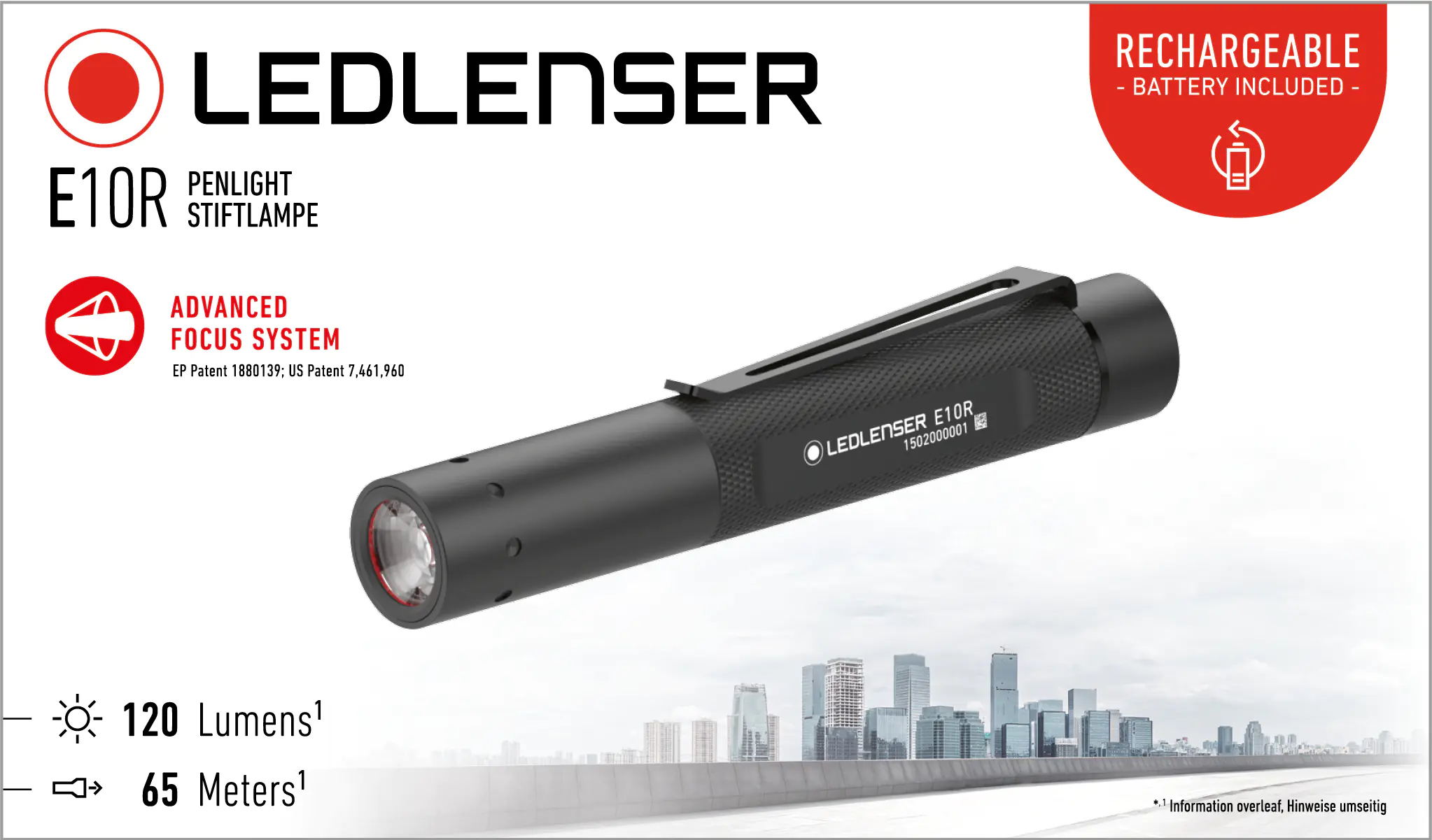 Ledlenser Stiftlampe E10R schwarz, 120 lm