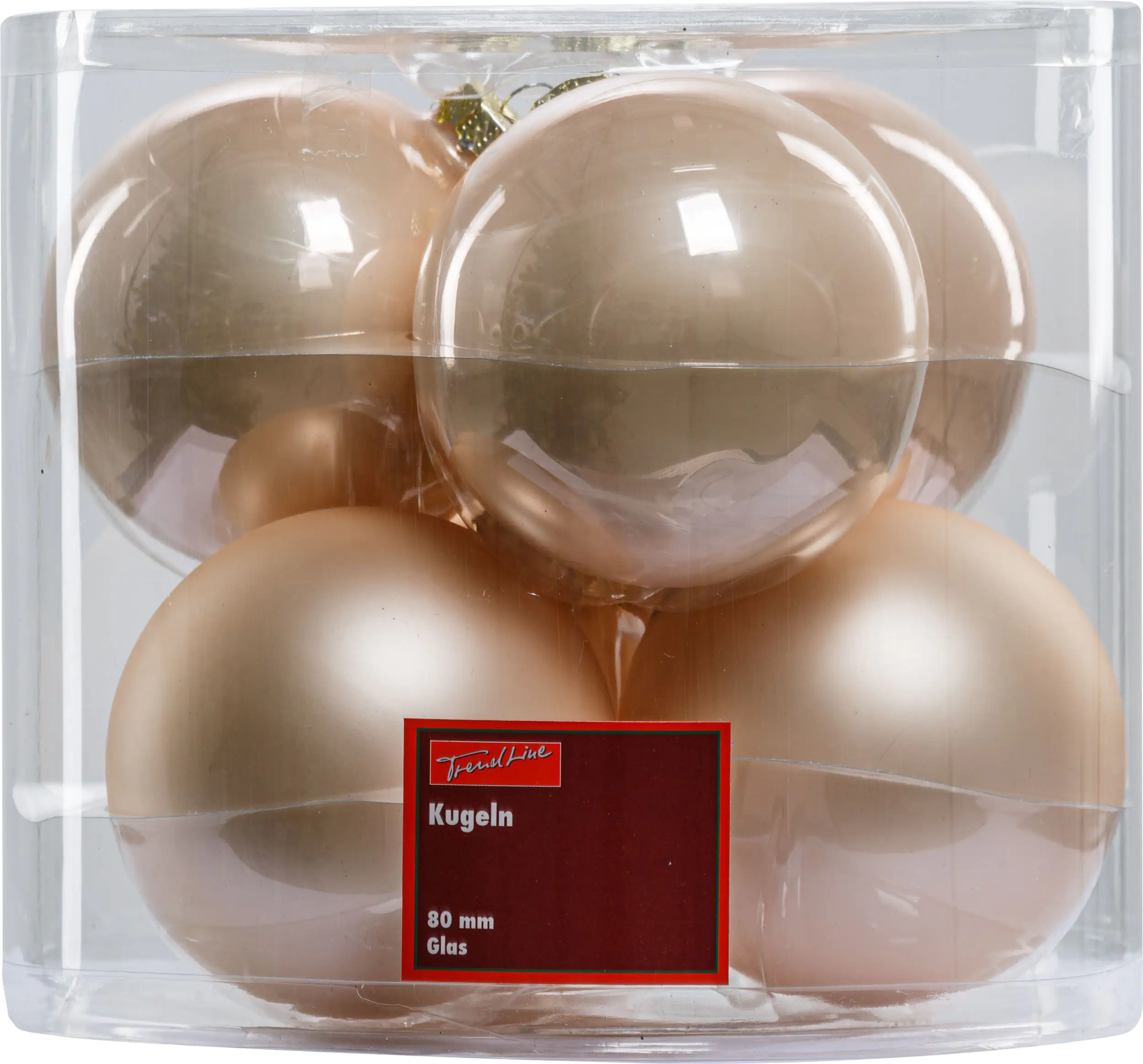 2076601553830_01 TrendLine Weihnachtskugeln aus Glas Ø 8 cm champagner 6 Stück
