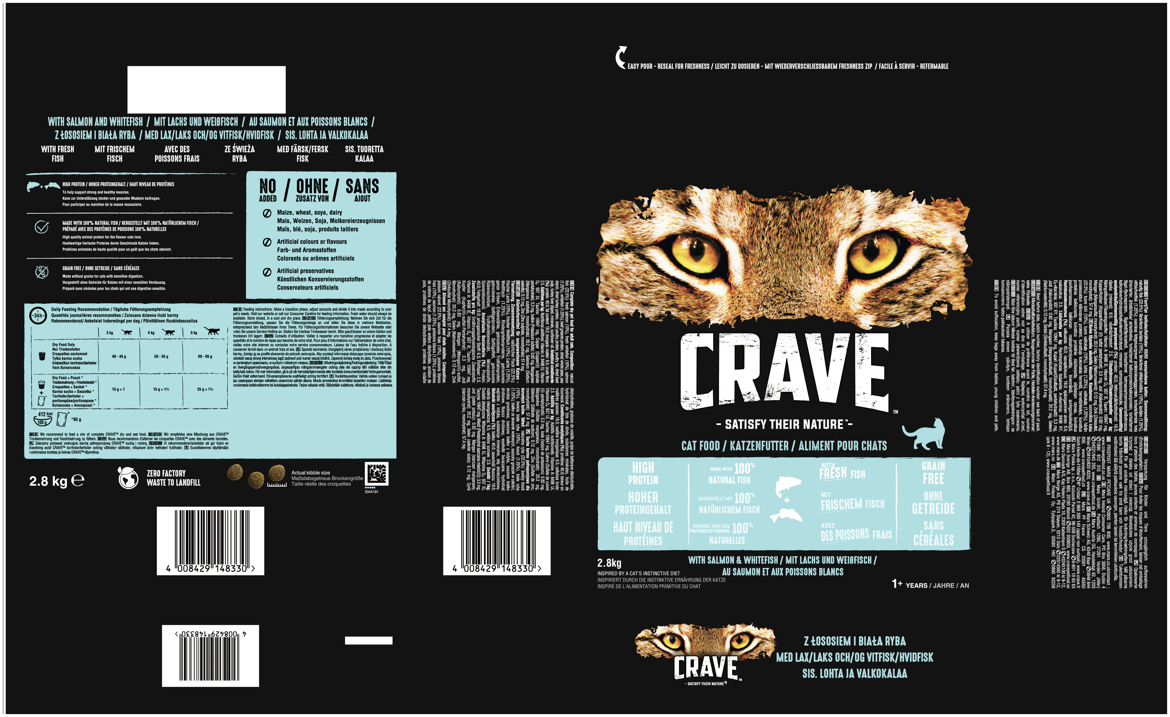 Crave Adult mit Lachs und Weißfisch Katzenfutter 2,8 kg