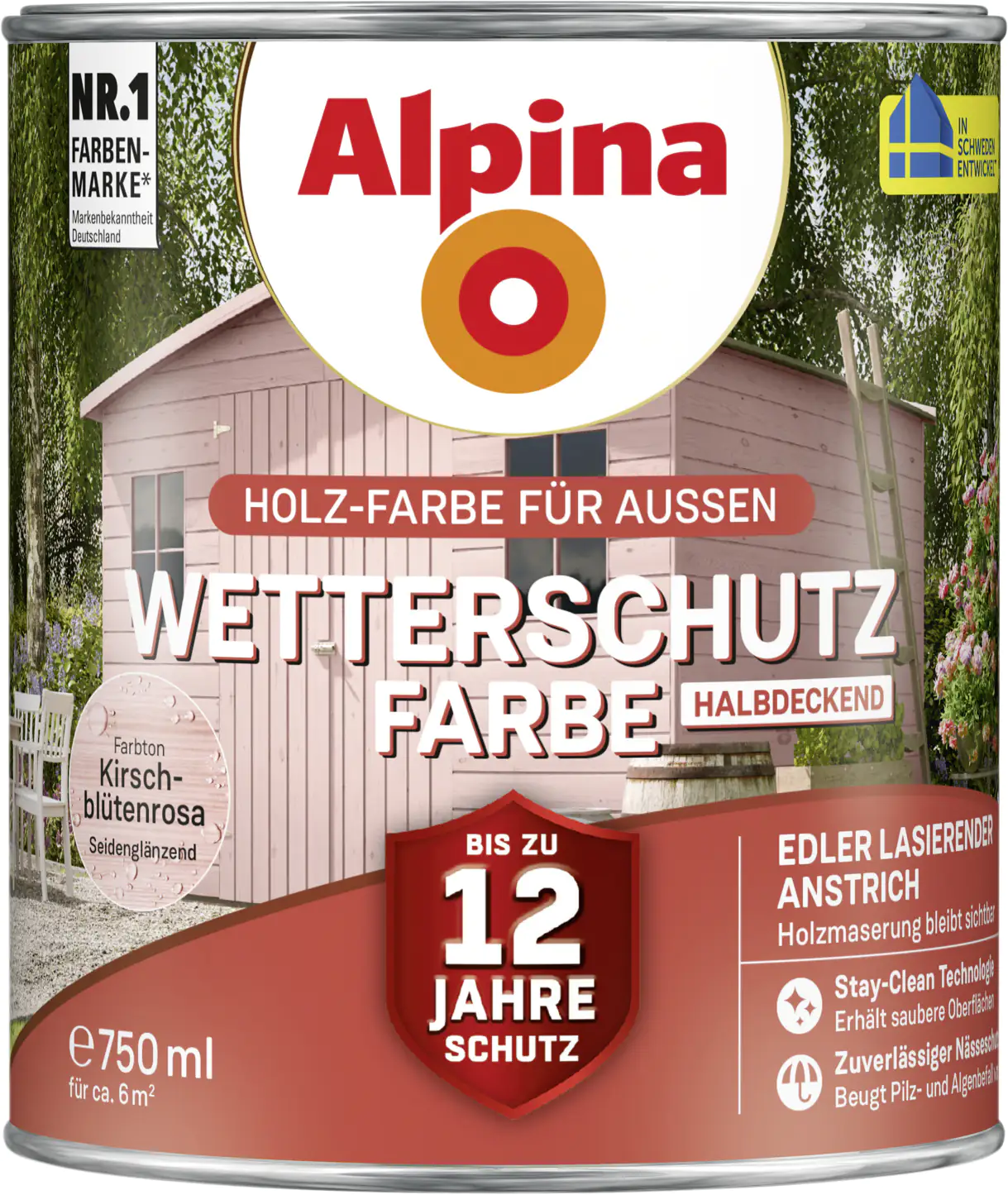 Alpina Wetterschutzfarbe halbdeckend 0,75 L kirschblütenrosa