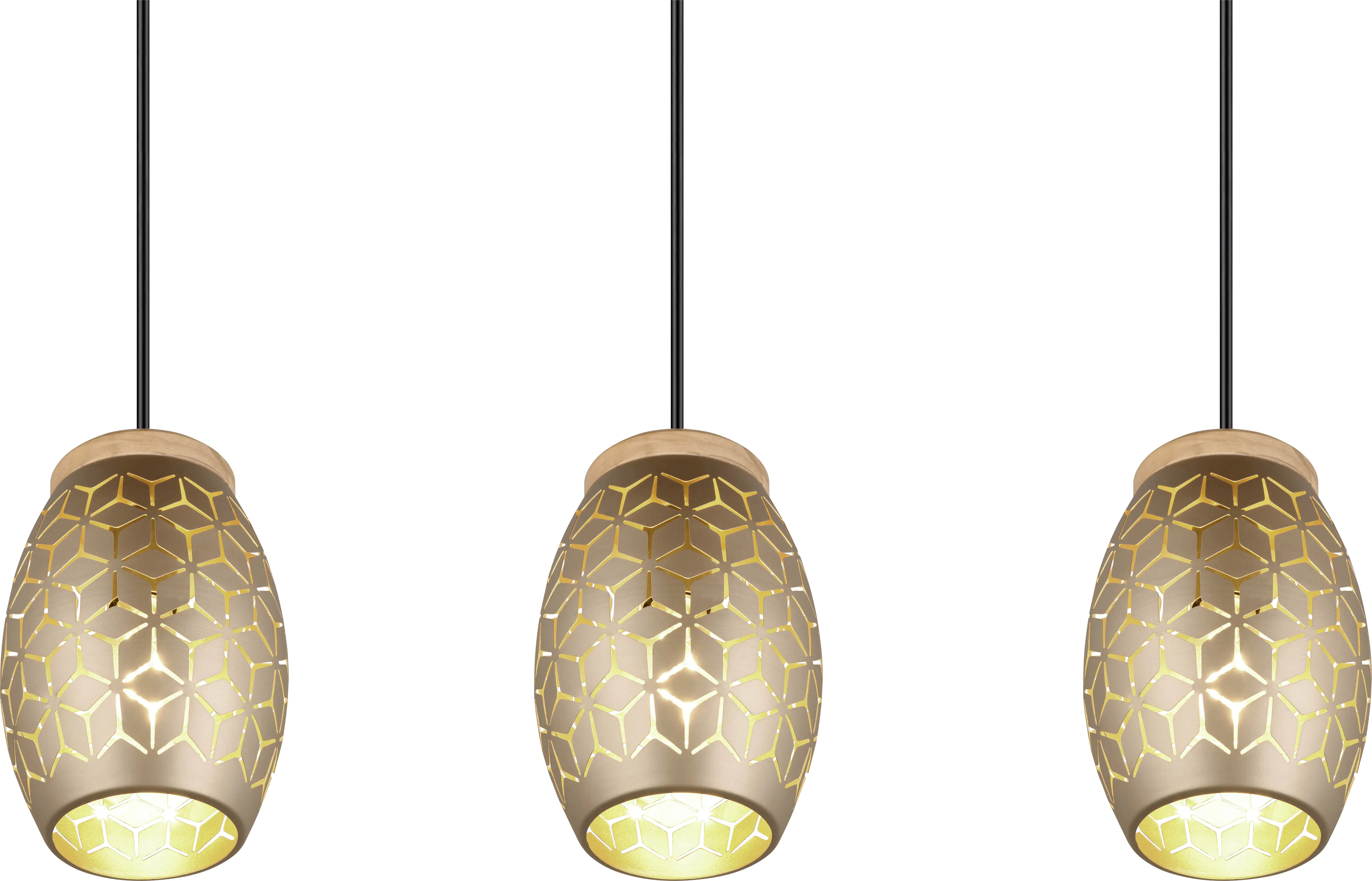 Trio Leuchten Pendelleuchte Bidar 3xE27, beige, Metall