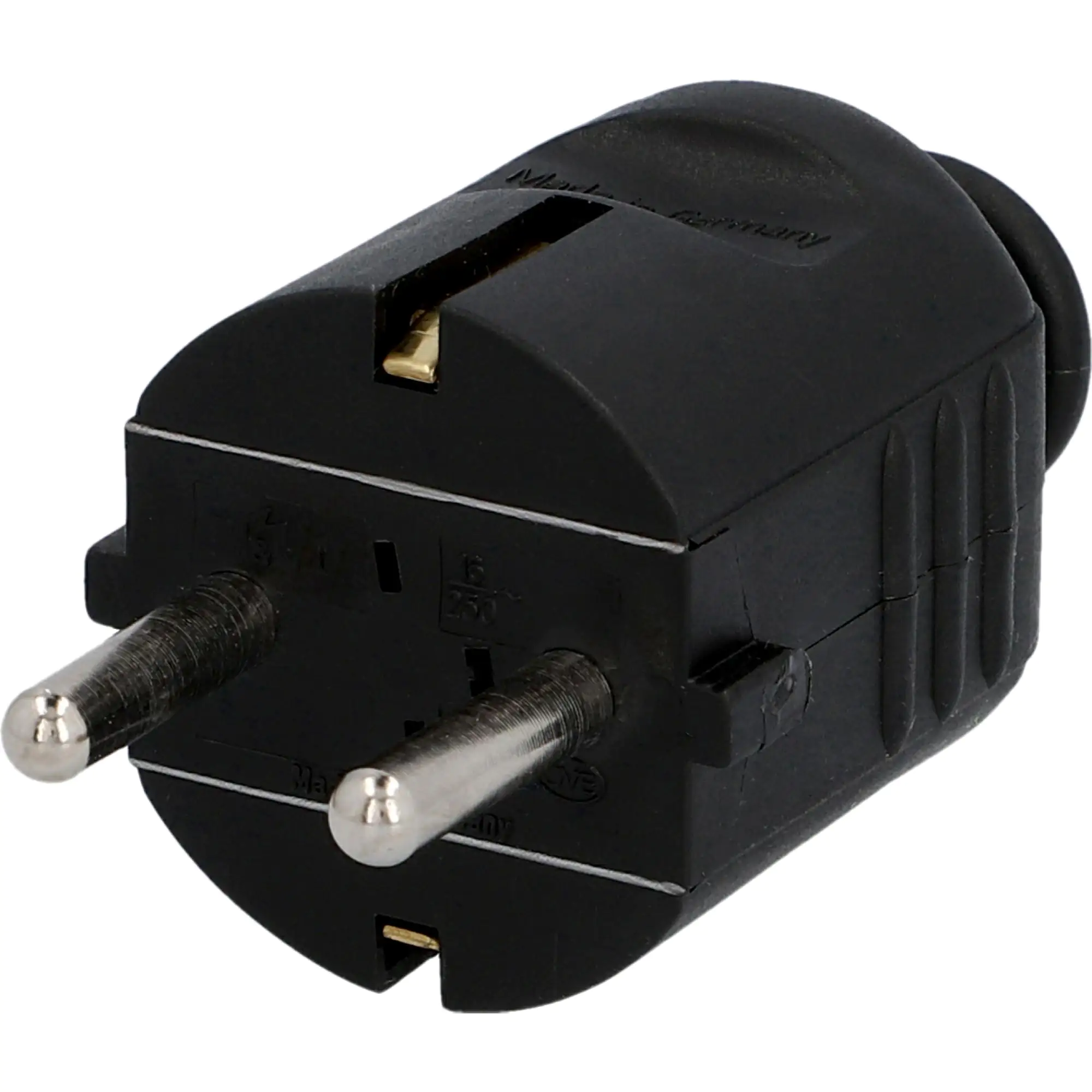 Schutzkontakt-Stecker mit Knickschutz, schwarz Schutzkontakt-Stecker mit Knickschutz, schwarz