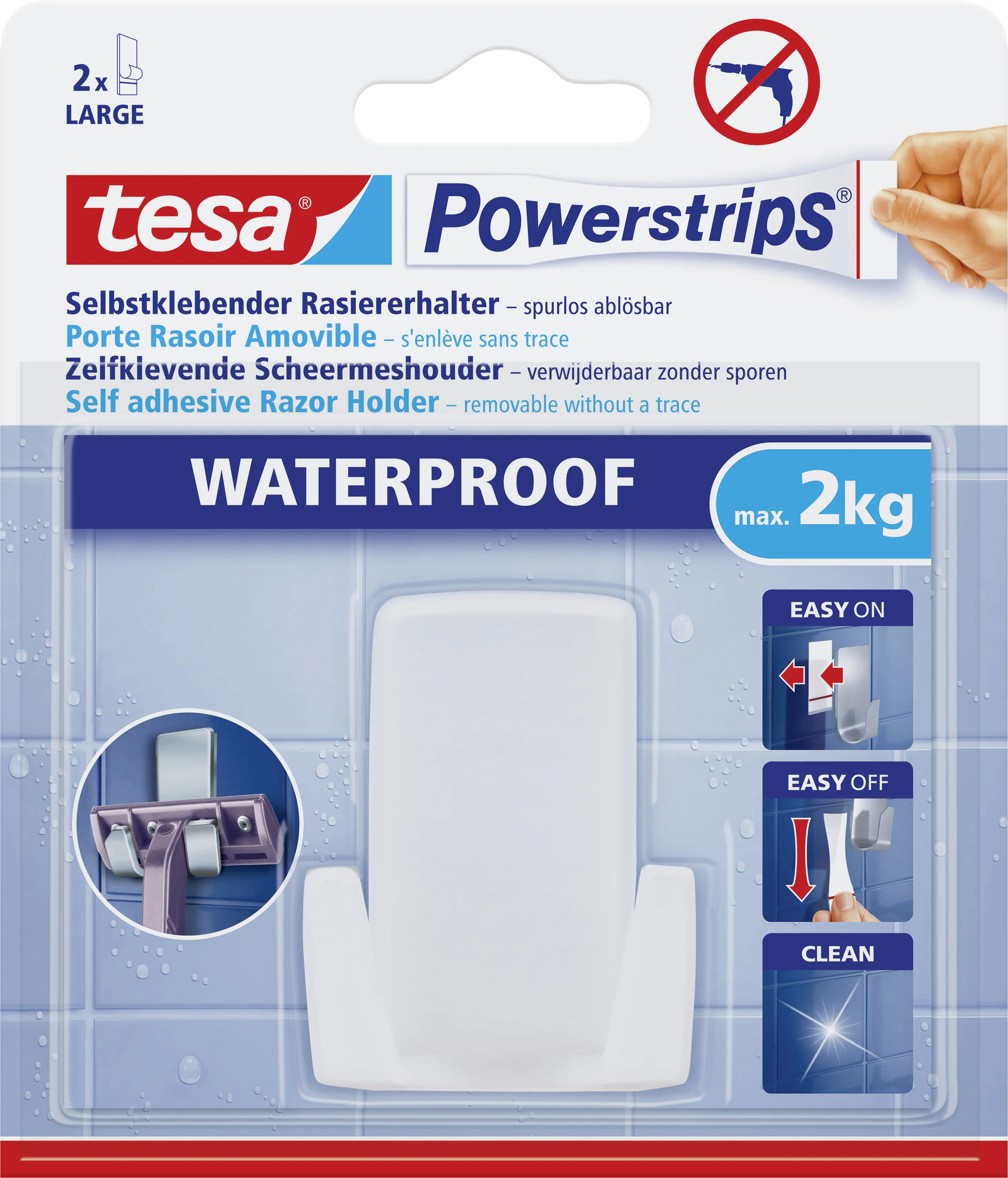 tesa Rasiererhalter Powerstrip weiß, waterproof