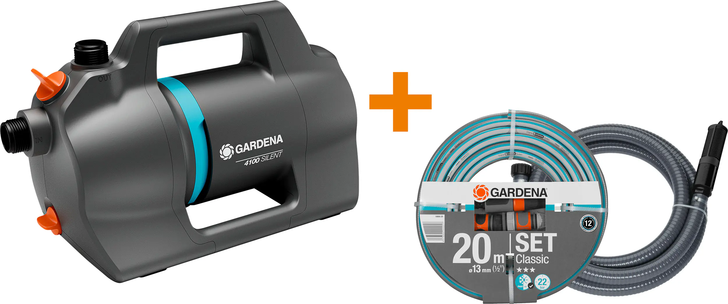 Gardena Gartenpumpe 4100 Silent Set 4.100 l/ h 550 Watt