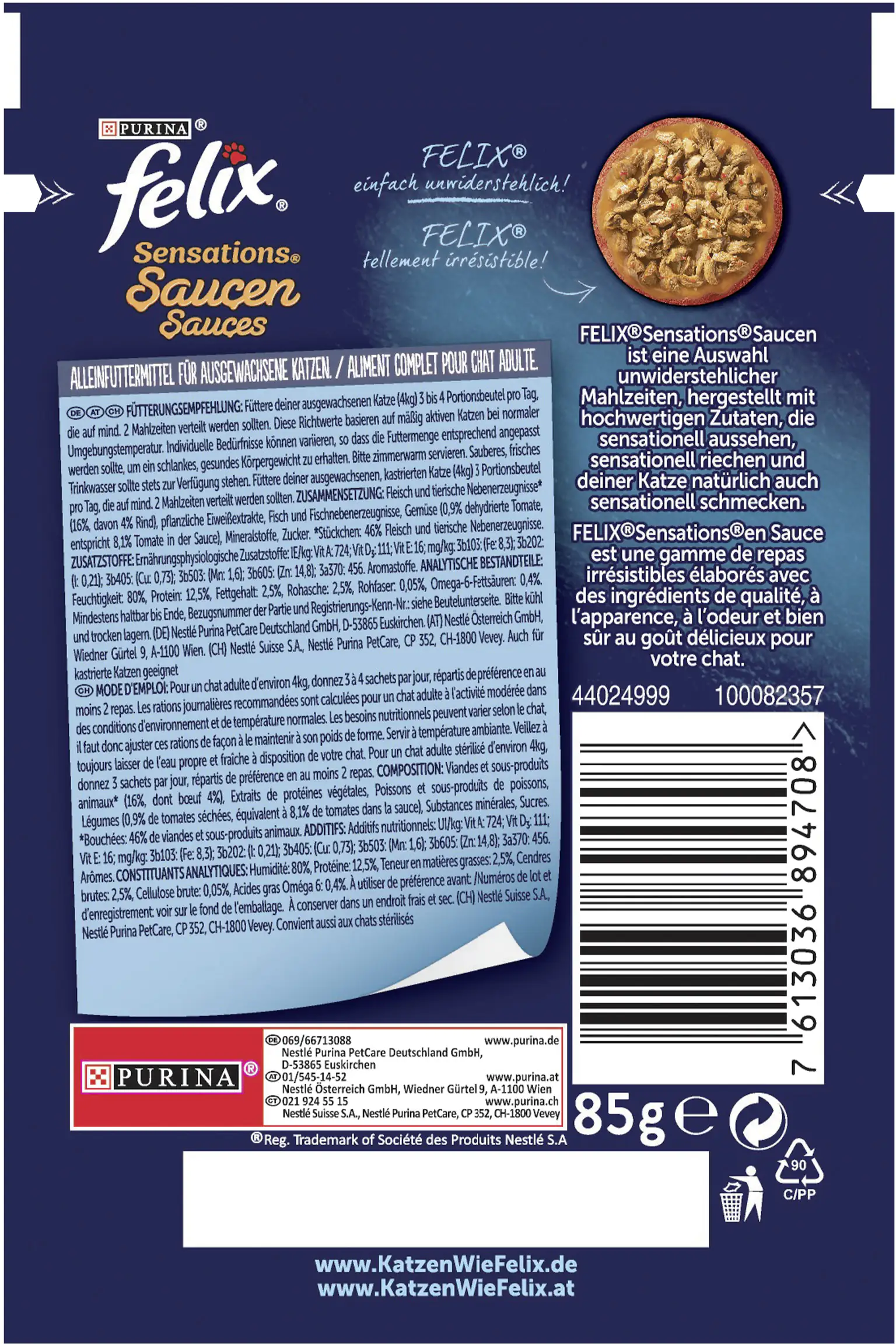 Felix Sensations Saucen Rind & Tomate 85 g