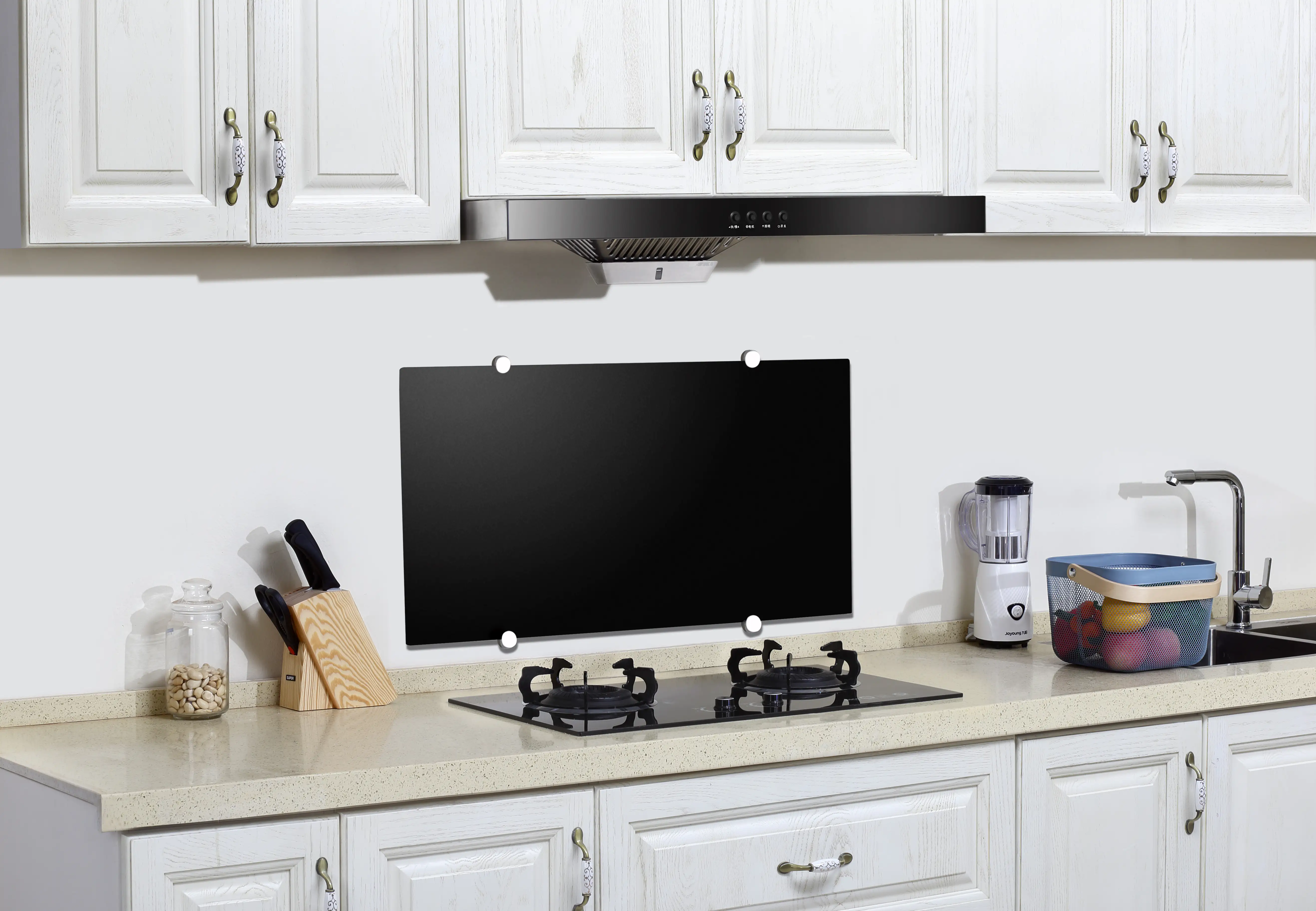 TrendLine Küchenrückwand Glas schwarz 90 x 45 cm, 5 mm