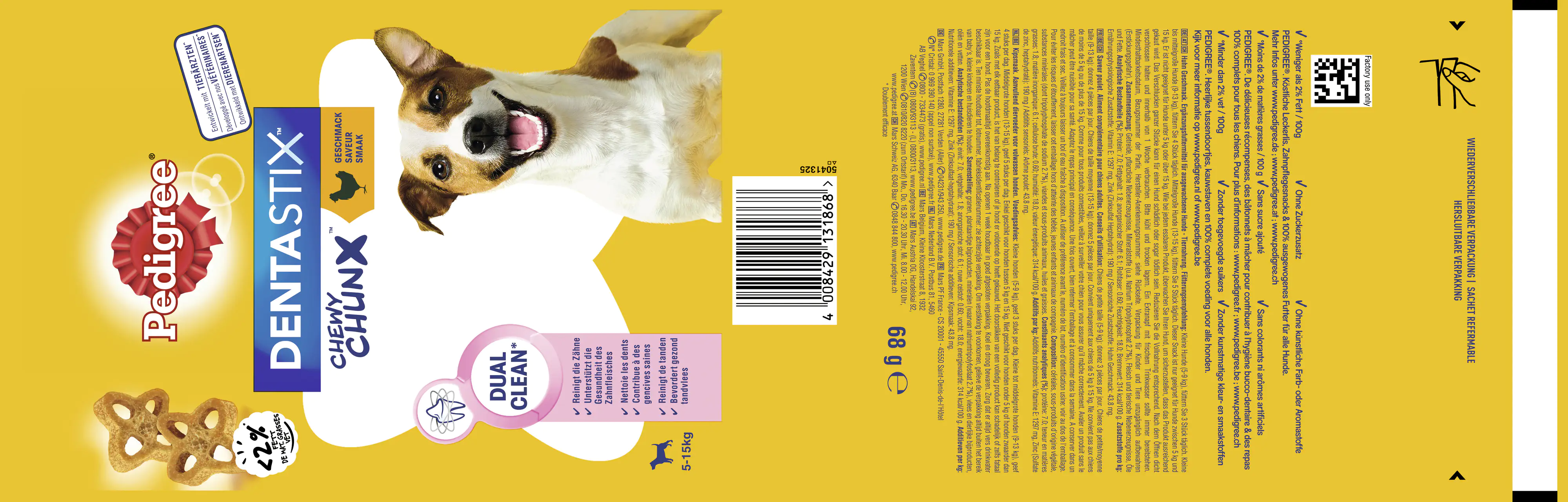 Pedigree Hundesnack Dentastix Chewy Chunx Mini mit Huhn 68 g Pedigree Hundesnack Dentastix Chewy Chunx Mini mit Huhn 68 g