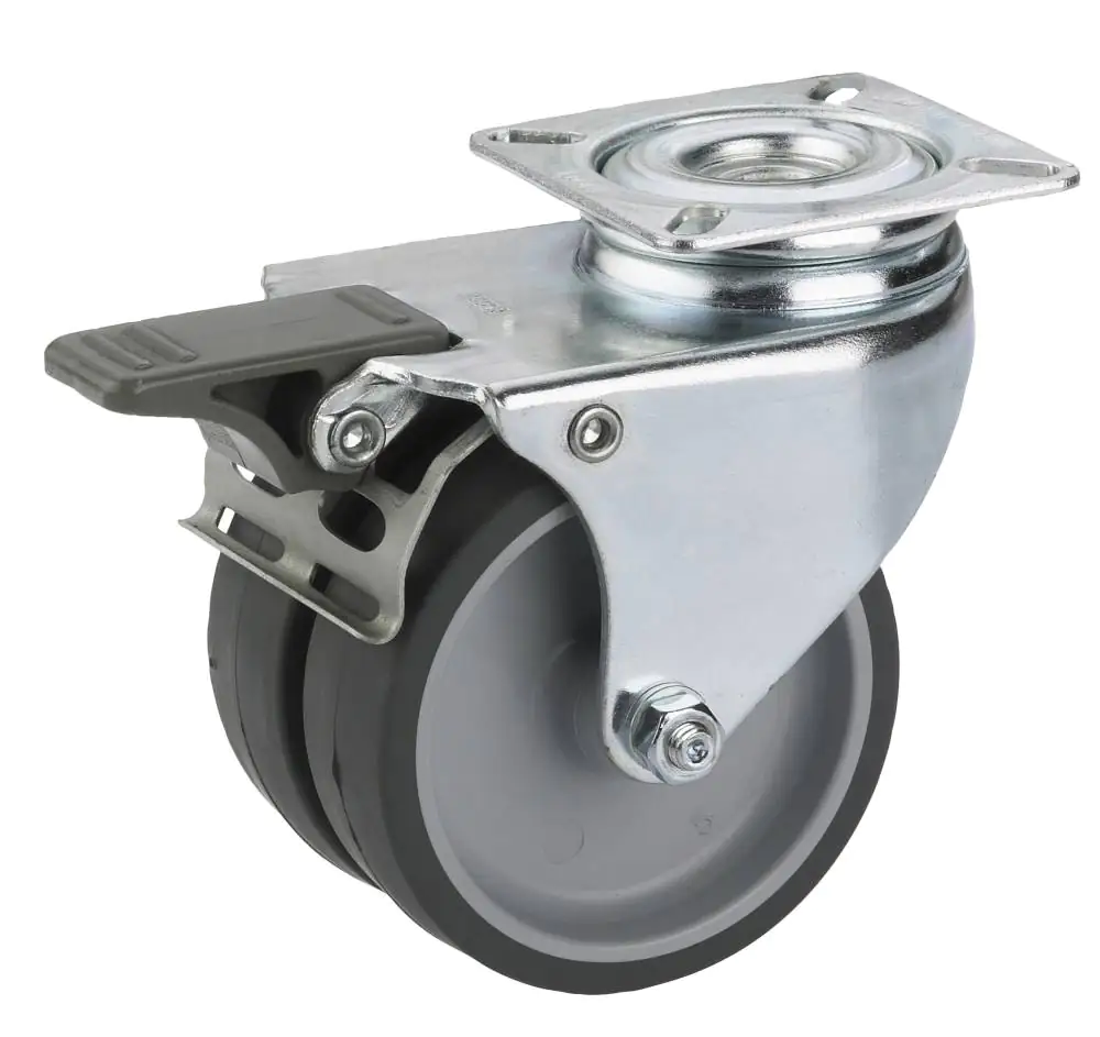 Lenkrolle mit Platte und Totalfeststeller 50 x 18 mm, Tragkr. 80 kg Lenkrolle mit Platte und Totalfeststeller 50 x 18 mm, Tragkr. 80 kg