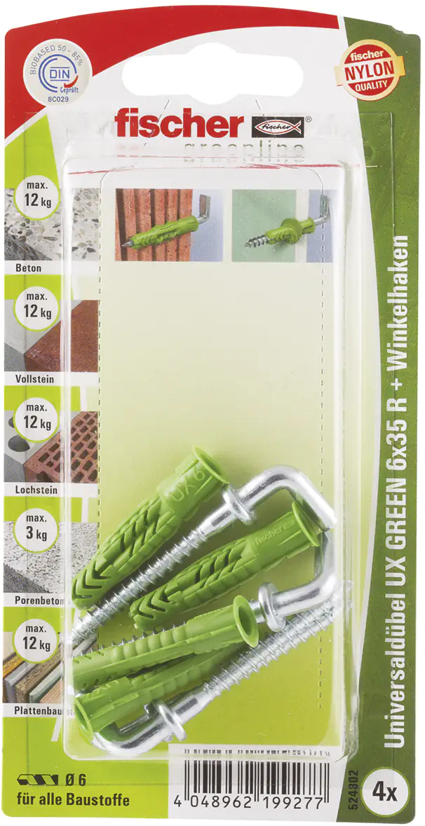 Fischer Universaldübel-Set UX green 6.0 x 35 mm - 4 Stück