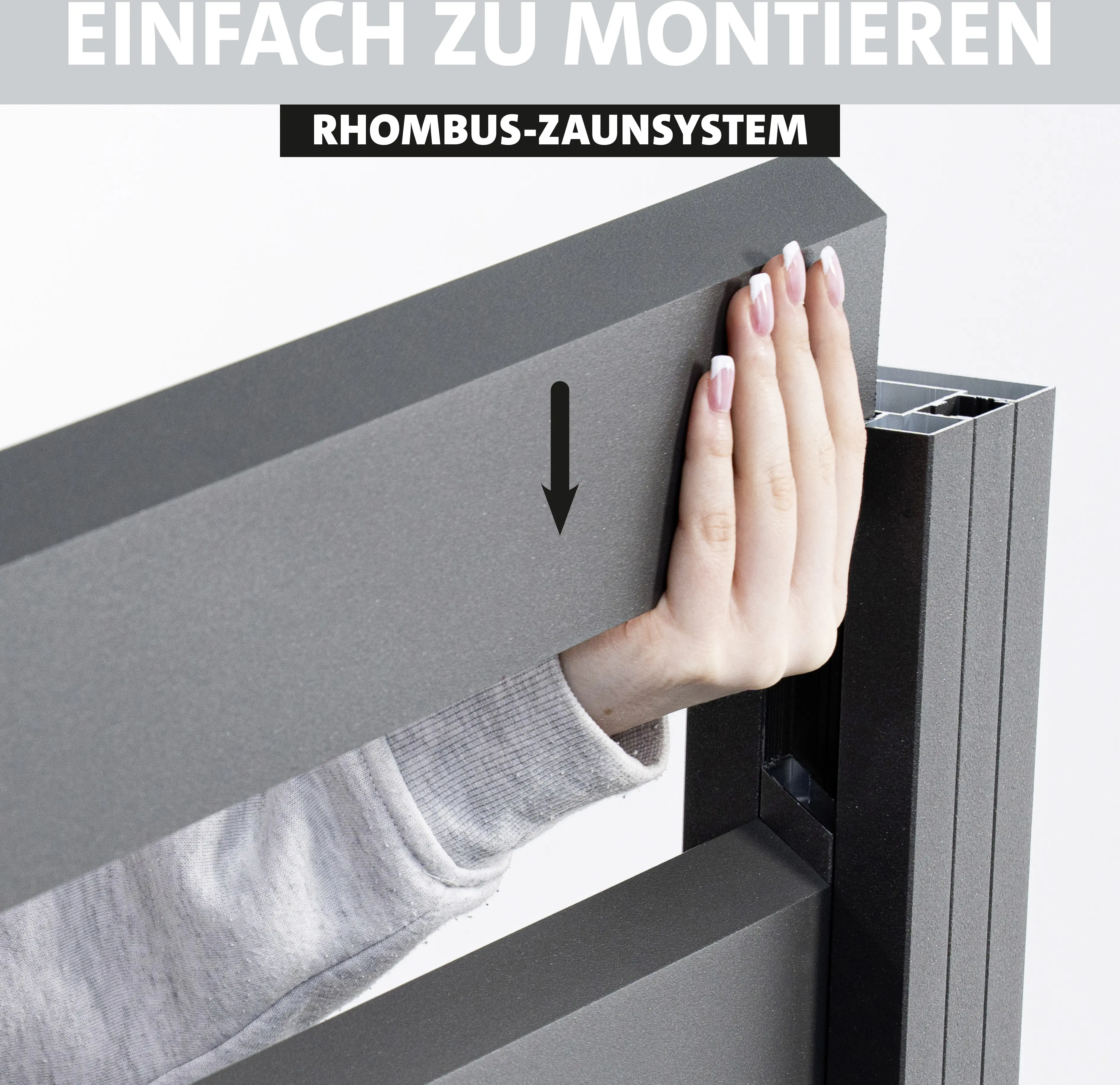 Ambiente Alu-Zaun Erweiterungsset Rhombus MAXI 187 x 244,2 cm grau