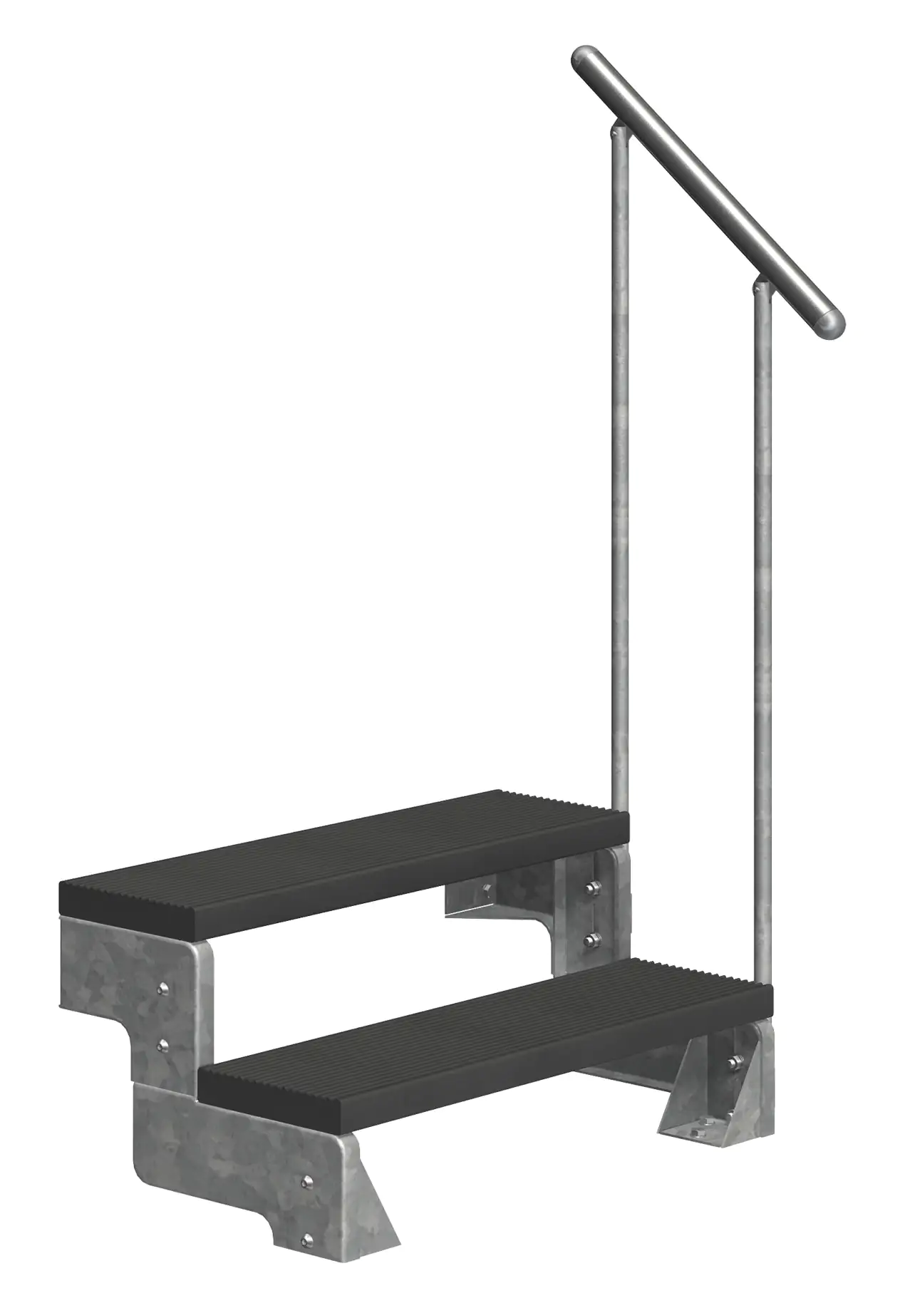 4002605469011 Dolle Außentreppe Gardentop mit Geländer verzinkt Breite 80 cm Trimax anthrazit