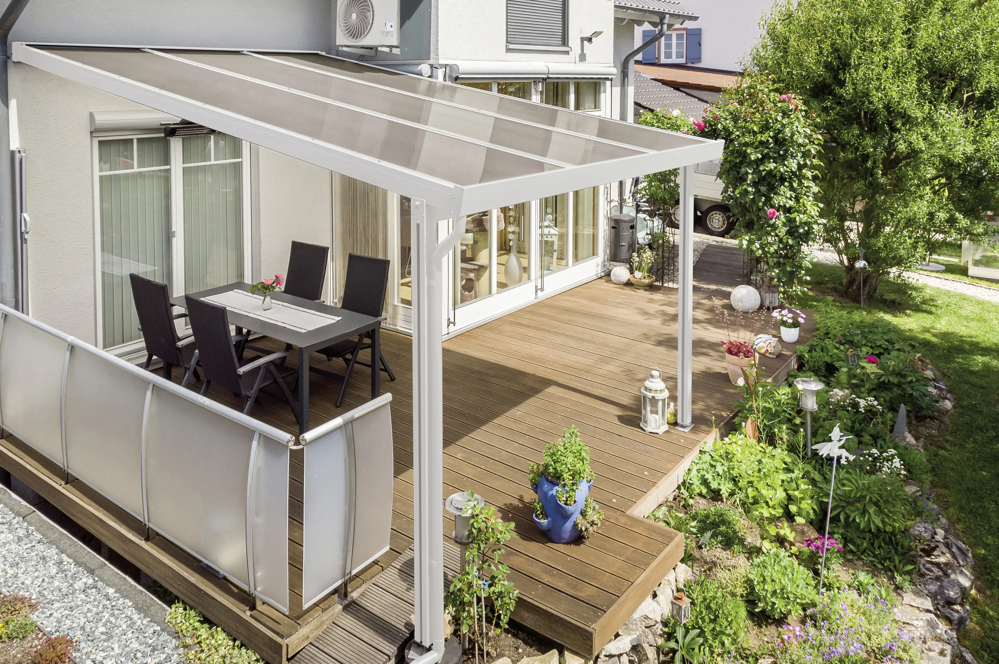 Gutta Premium Terrassendach 309,4 x 306 cm weiß PC bronce 16 mm