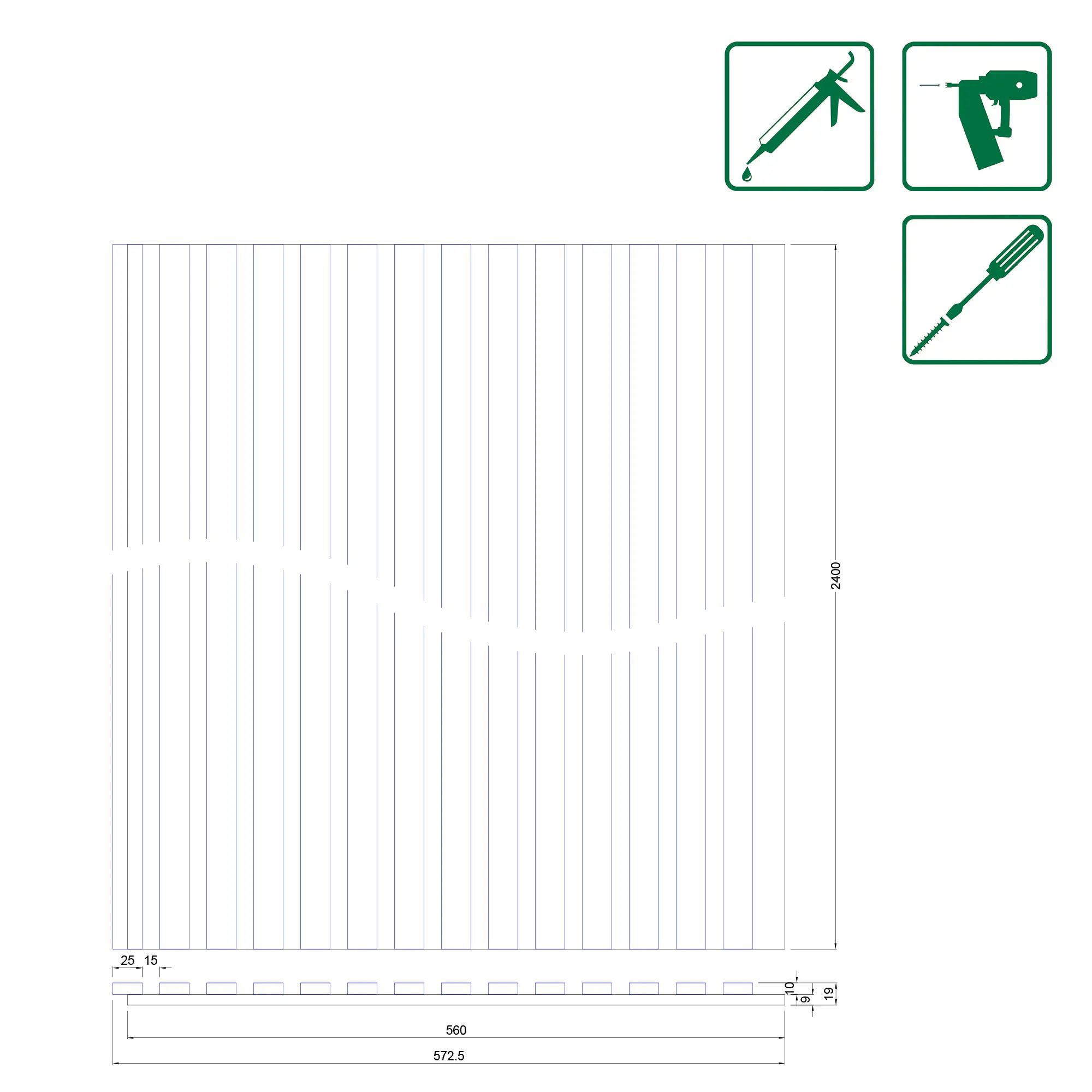 Neuhofer Akustikpaneel Eiche natur foliert 240 x 57,2 x 1,9 cm braun 