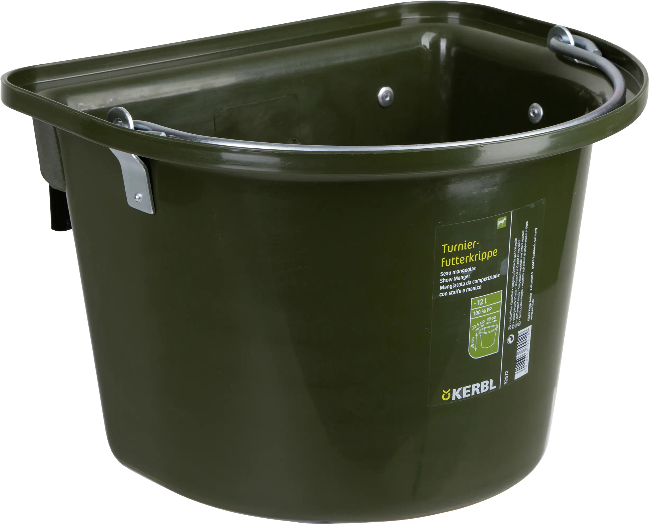 Kerbl Futterkrippe grün mit Einhängebügel + Tragegriff