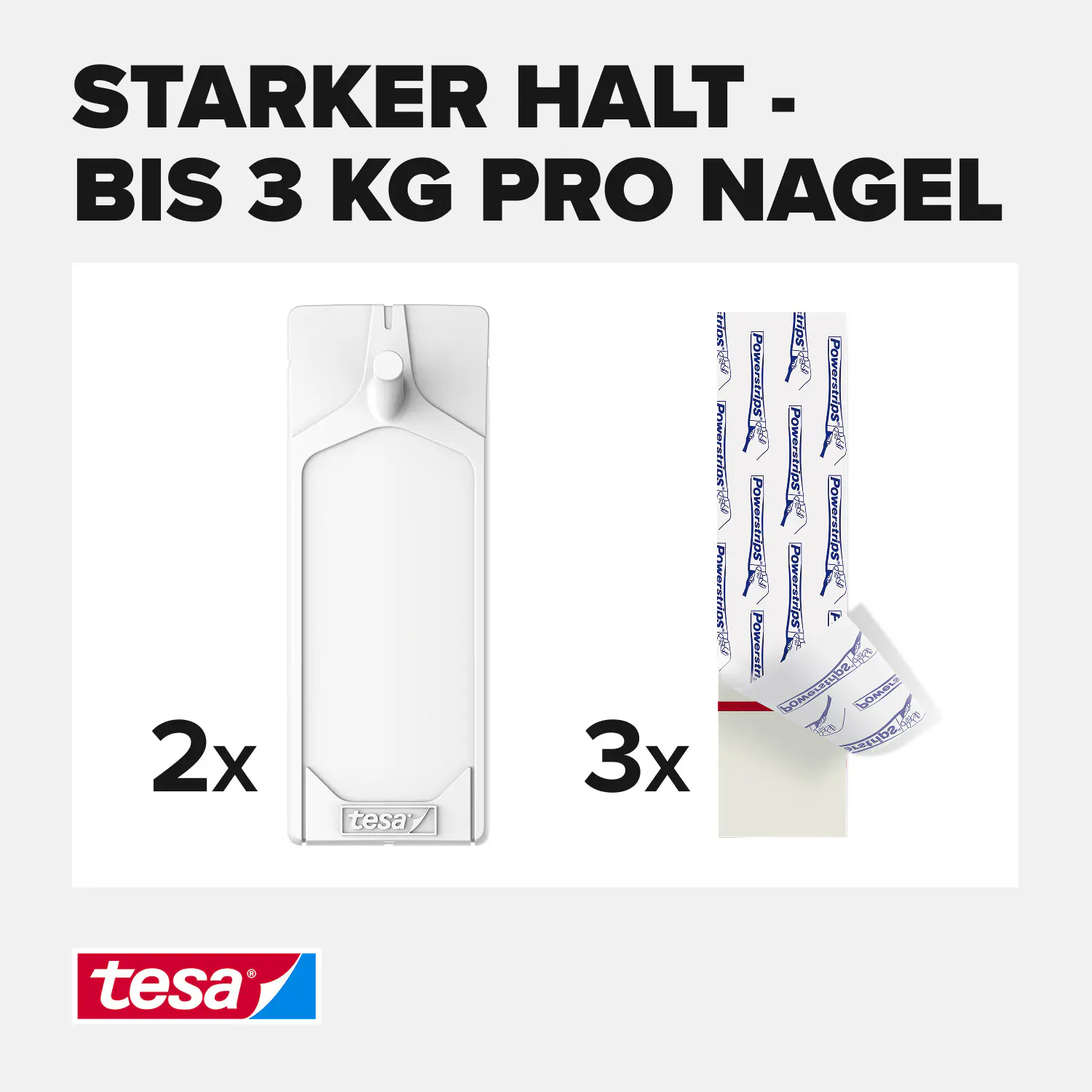 tesa Klebenagel Traglast 3 kg, 2 Stück