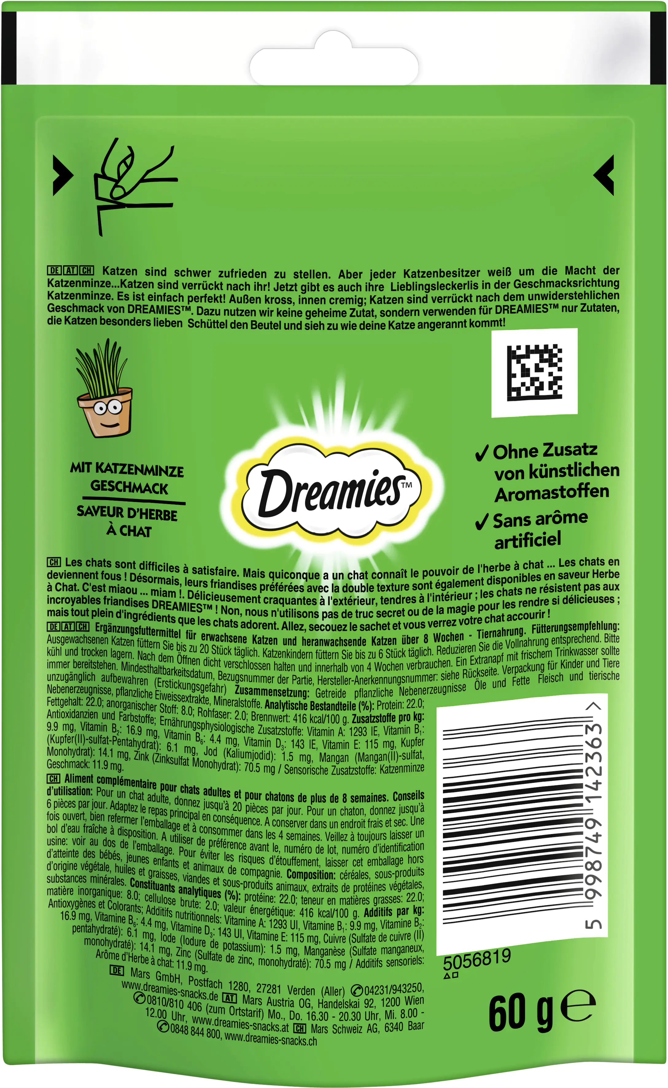 Katzensnack mit Katzenminze 60 g Dreamies 60 g