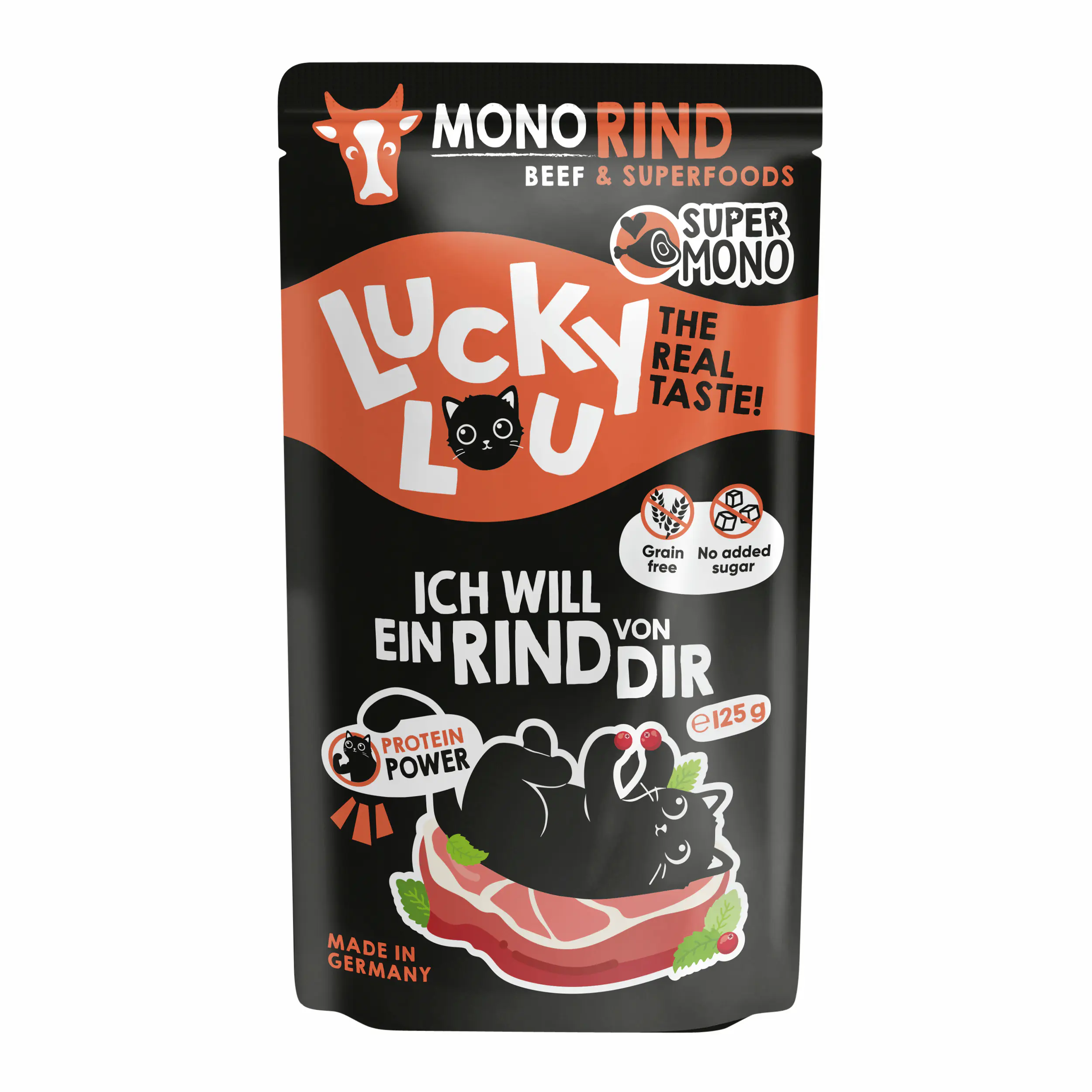 Lucky Lou SuperMono Katzennassfutter Adult getreidefrei 125 g Rind