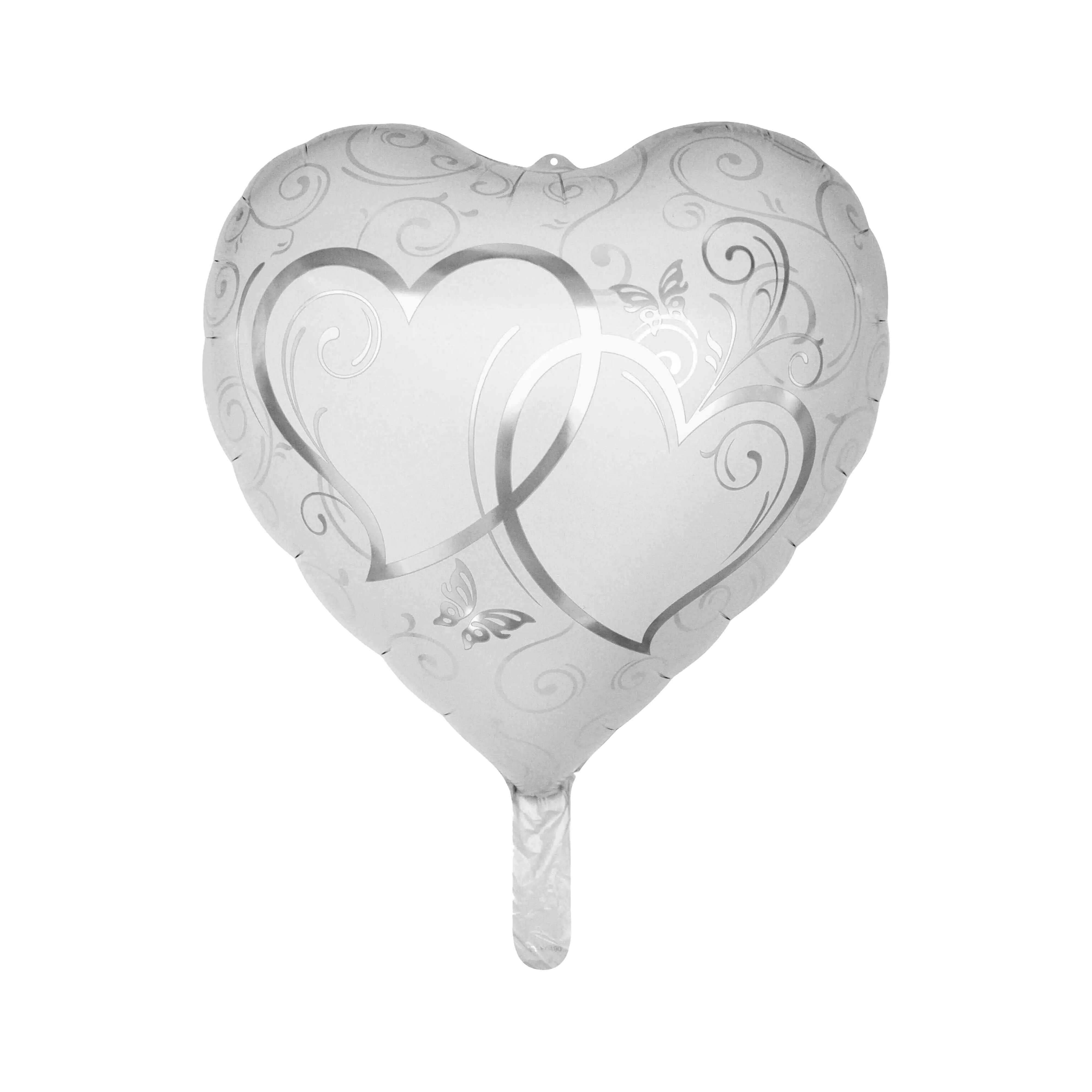 Folienballon Herz weiß silber 45 cm