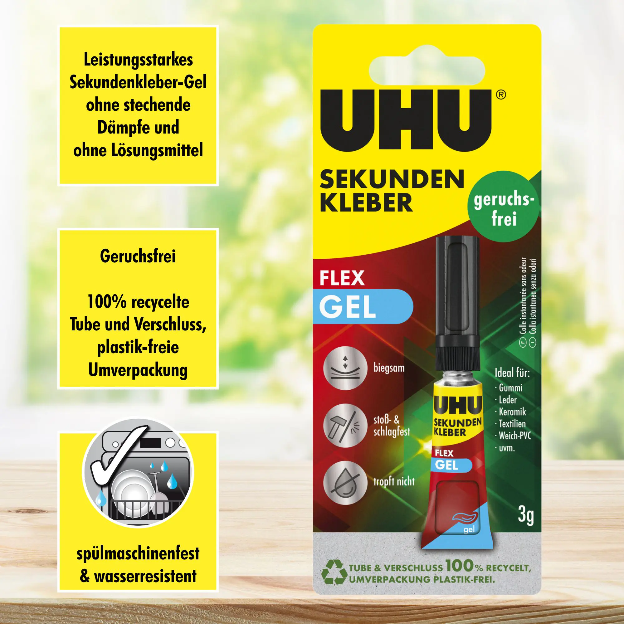 UHU Sekunden Alleskleber geruchsfrei Superflex Gel 3 g