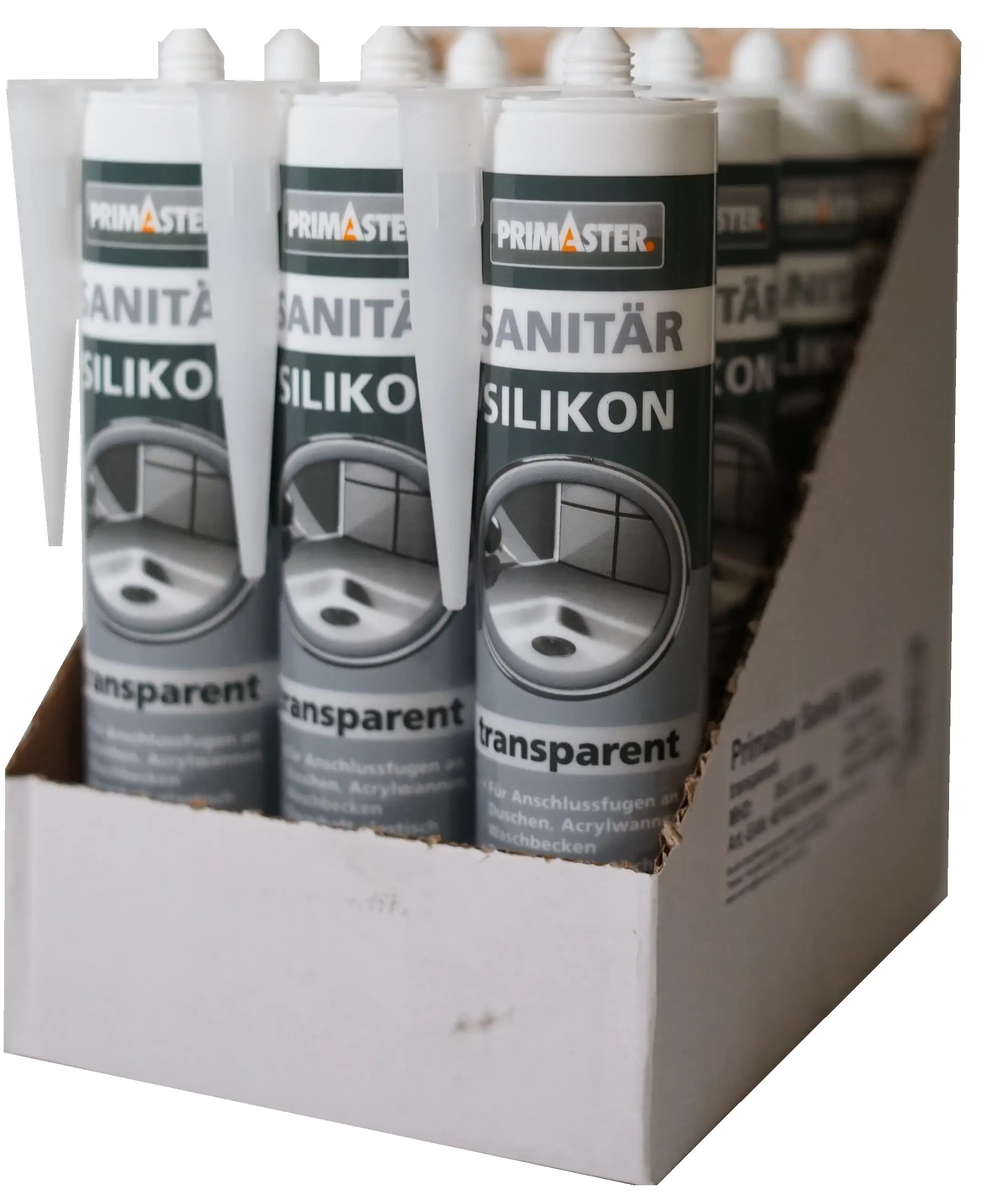 Primaster Sanitär Silikon transparent 310 ml 12 St. Kartonabnahme Primaster Sanitär Silikon transparent 310 ml 12 St. Kartonabnahme