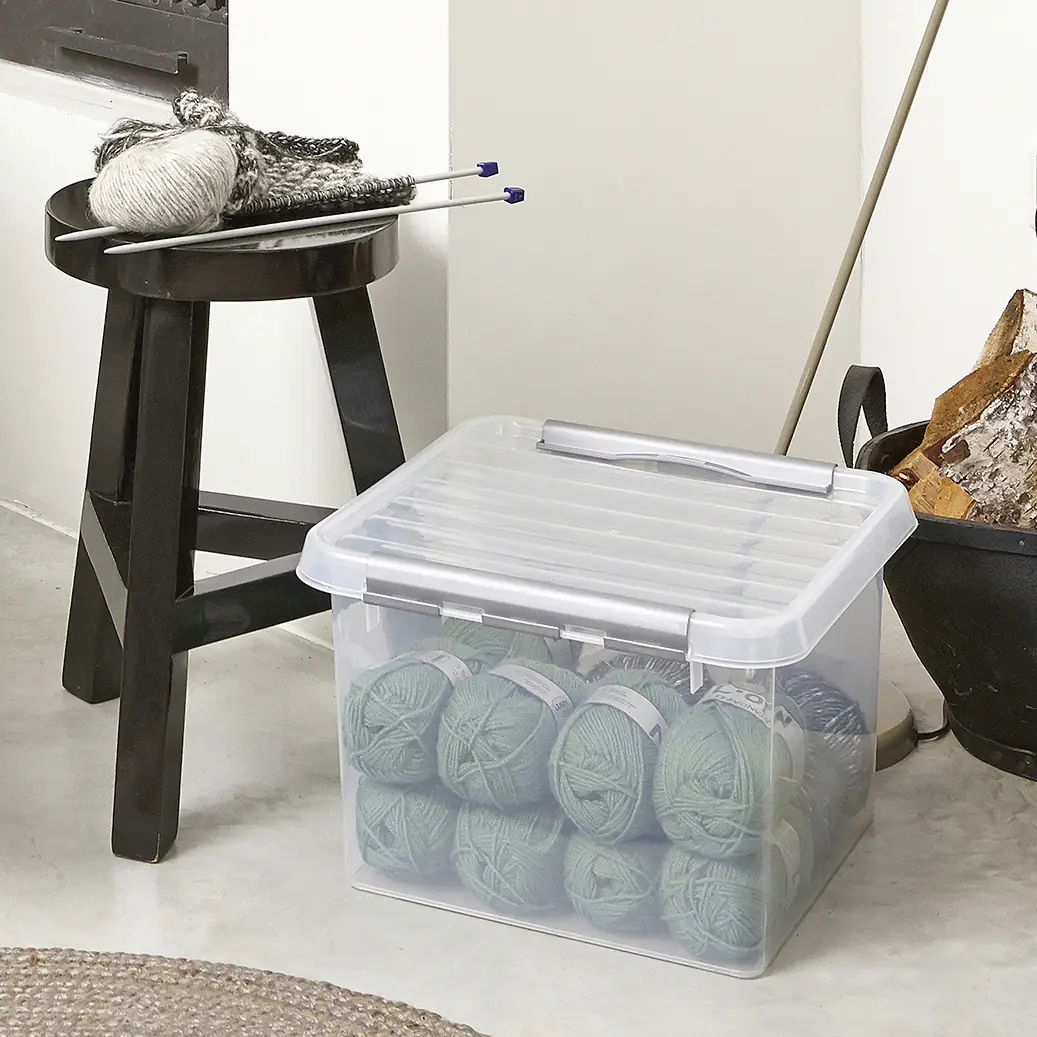 Sunware Aufbewahrungsbox Q-line 26L transparent metallfarbig 40 x 40 x 26 cm