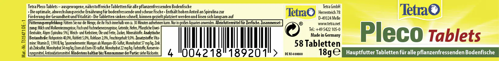 Tetra Pleco Tablets 58 58 Tabletten