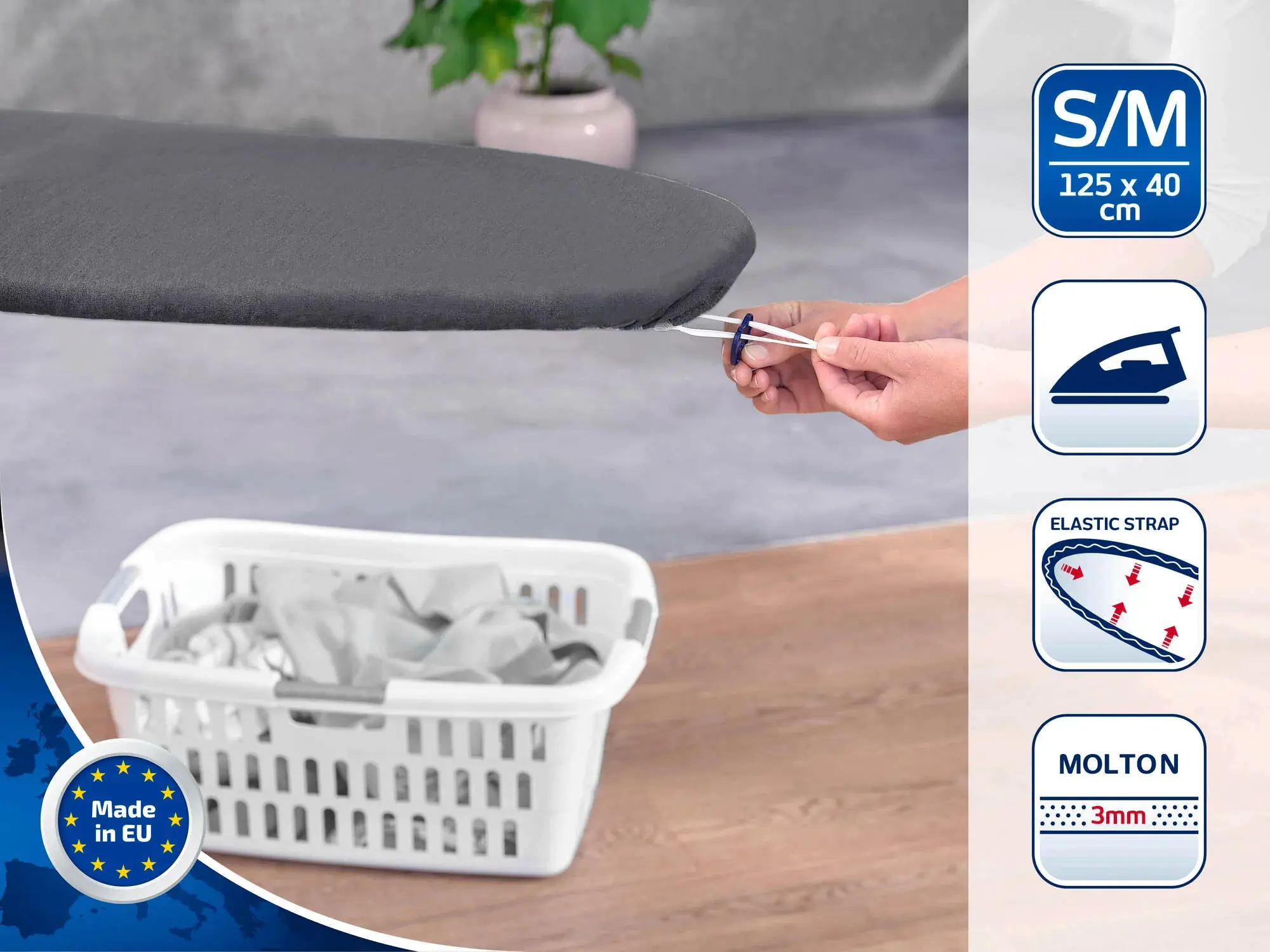 Leifheit Bügeltischbezug Thermo Reflect S-M max. 125 x 40 cm schwarz