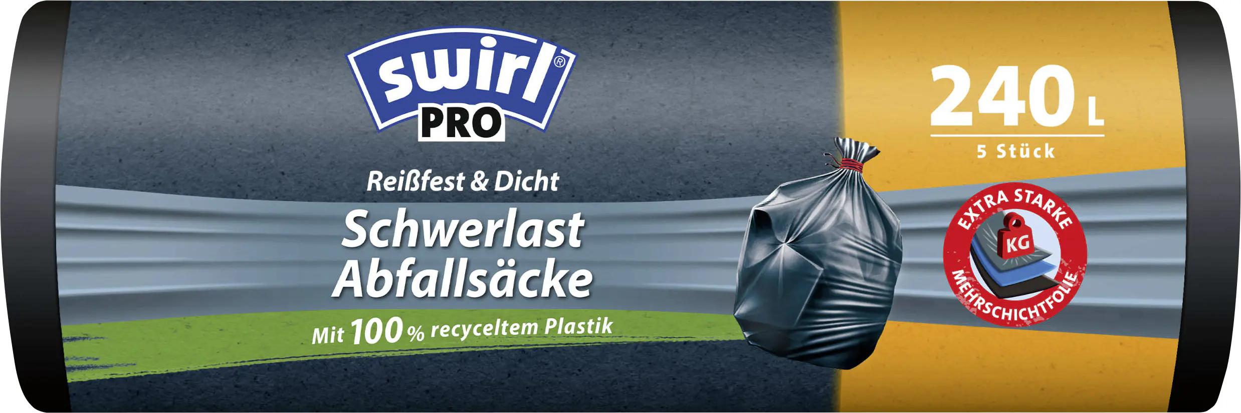Swirl® Schwerlast-Säcke Profi mit Zugband 240 L Reißfest & Dicht