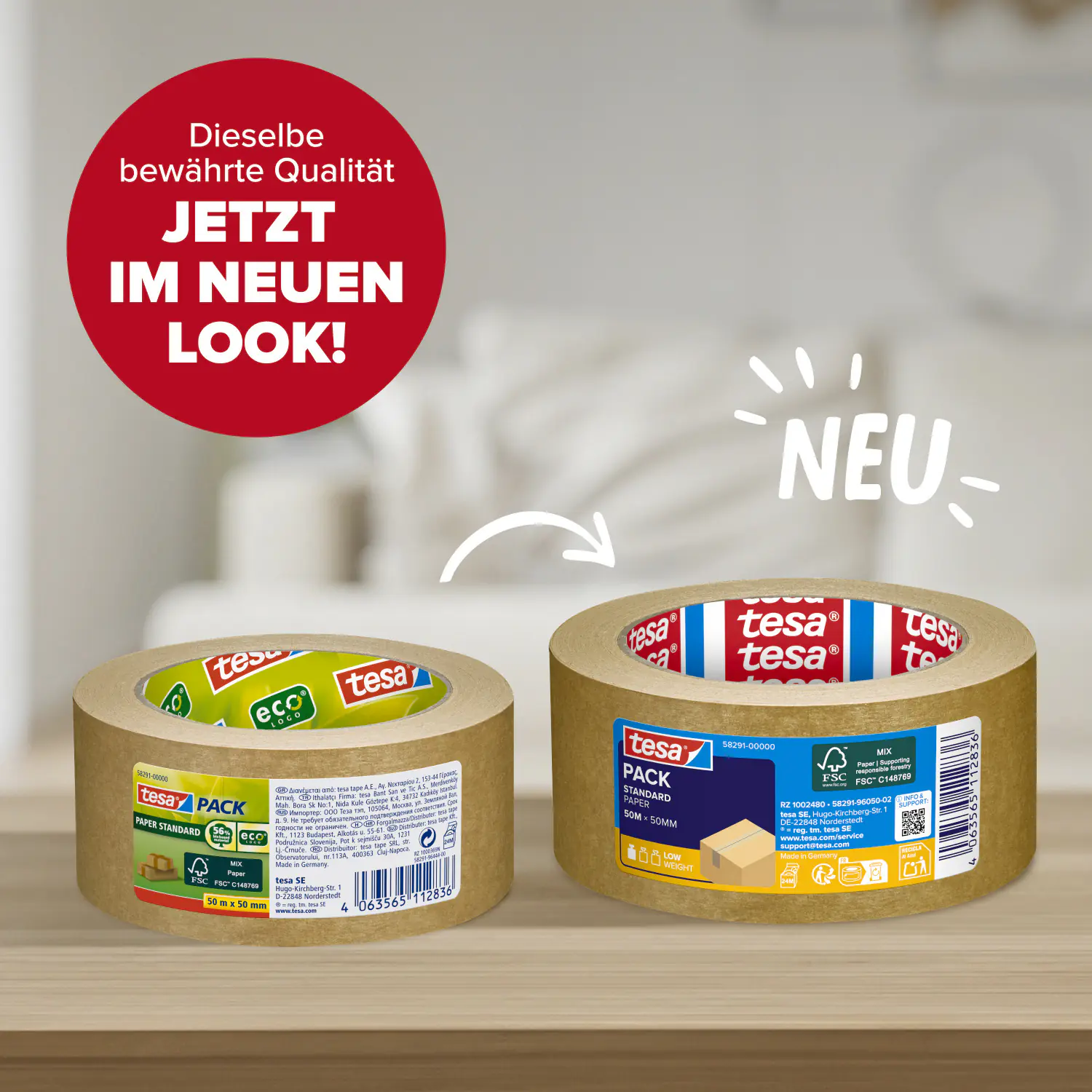 tesapack Packband Papier Standard ecoLogo 50 m x 50 mm