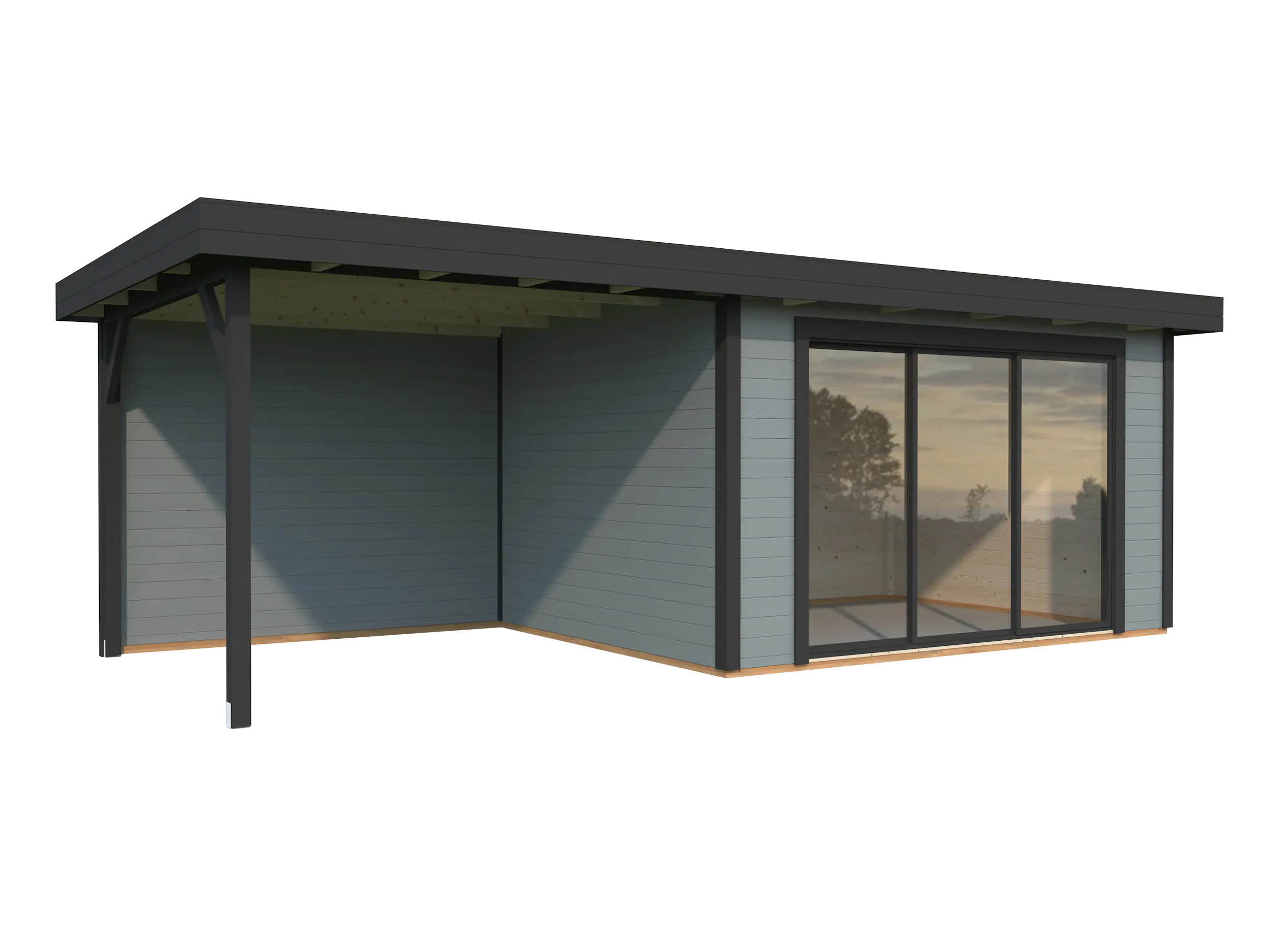 Palmako Gartenhaus Lydia 663 x 291 cm mit Glasschiebetüren grau lackiert Palmako Gartenhaus Lydia 663 x 291 cm mit Glasschiebetüren grau lackiert