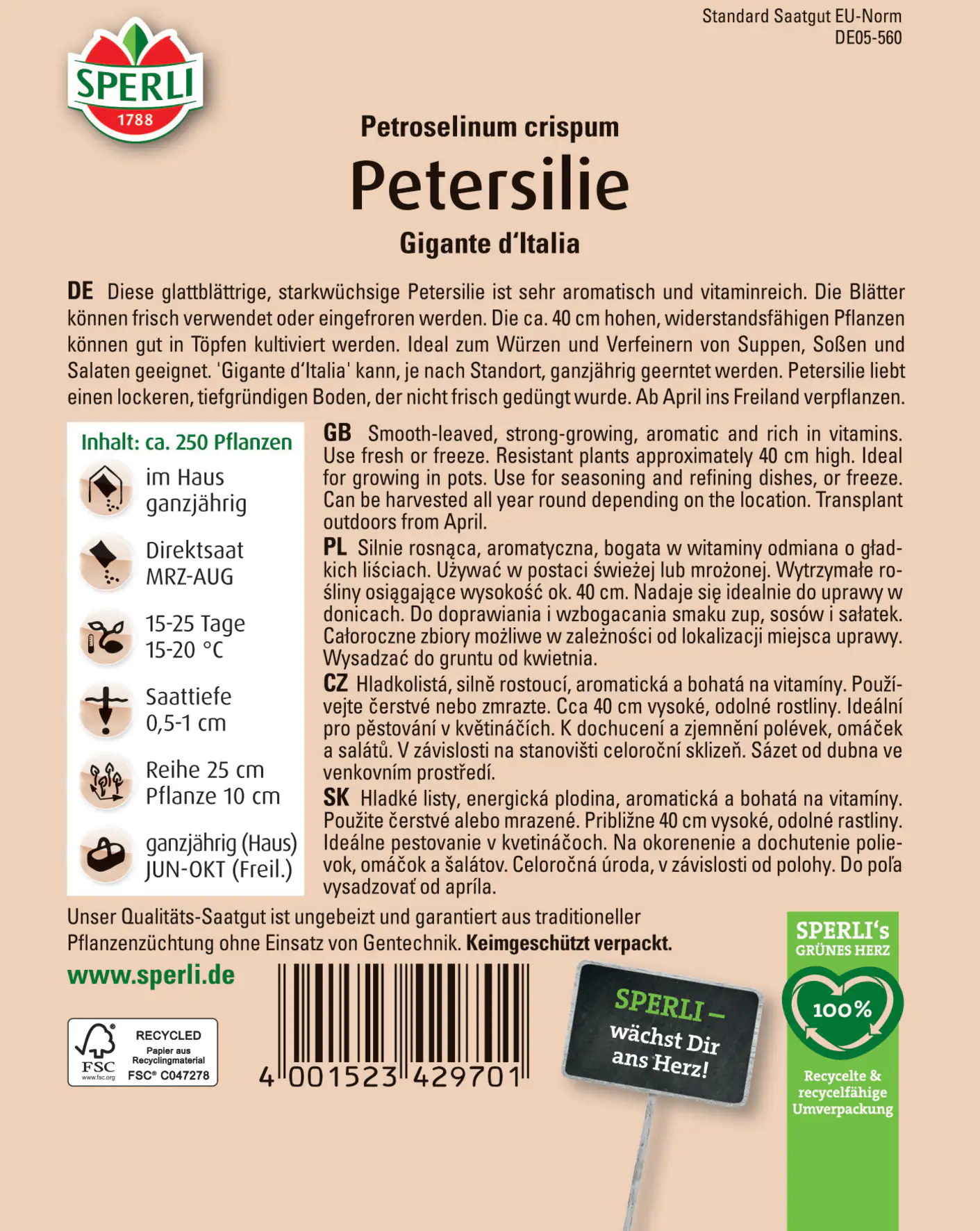 Sperli Petersilie Gigante d'Italia Sperli Petersilie Gigante d'Italia