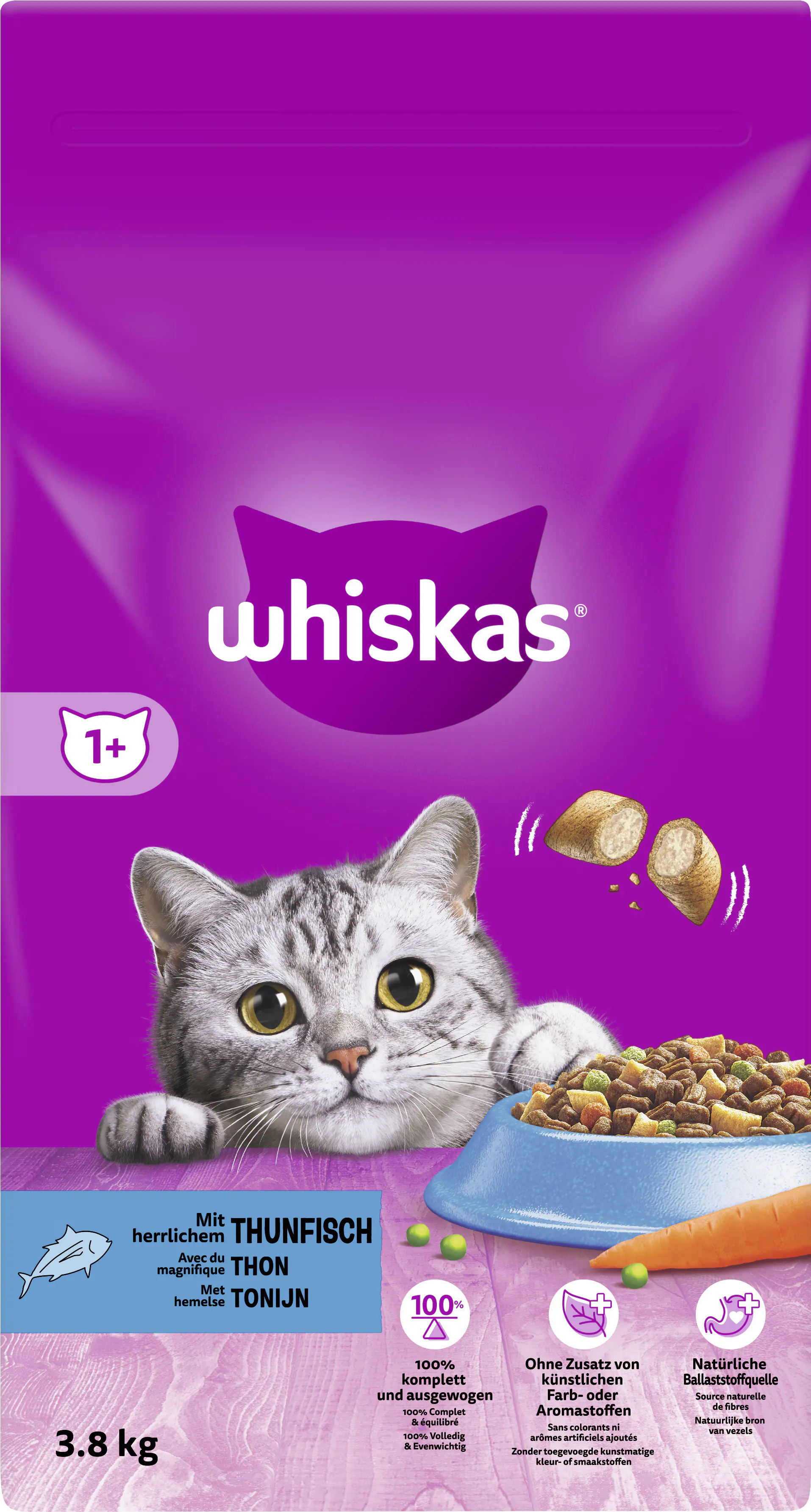 Whiskas Beutel Trocken Adult 1+ mit Thunfisch 3,8 kg
