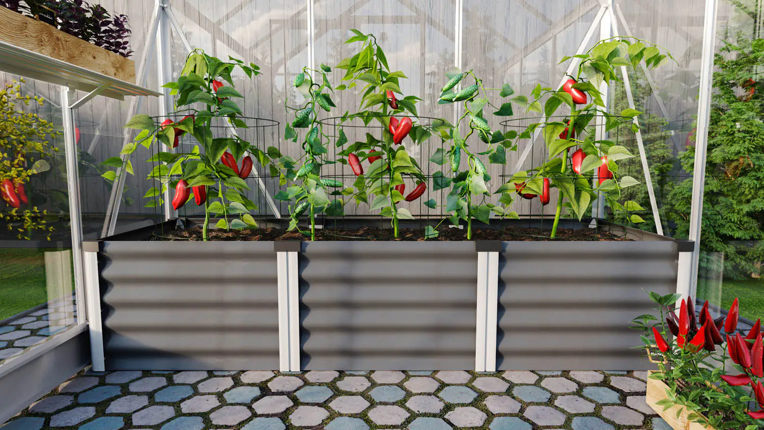 Vitavia Hochbeet Meta 65 x 185 x 40 cm granit aluminium