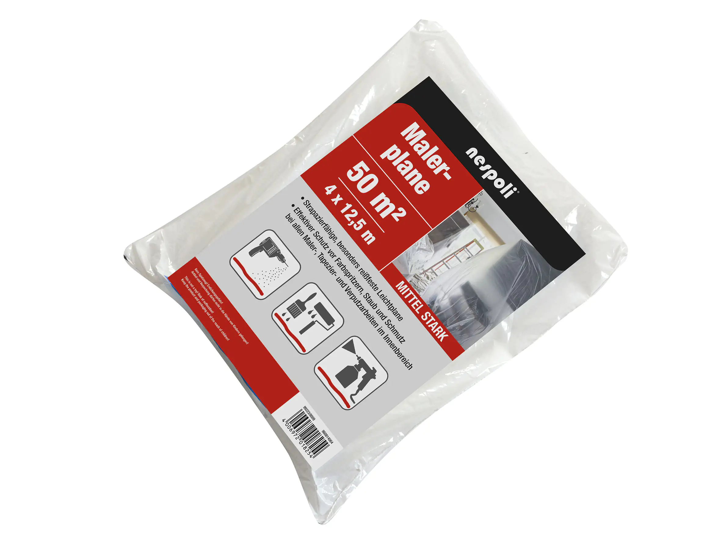 Malerplane 4 x 12,5 m, transparent, mittelstark