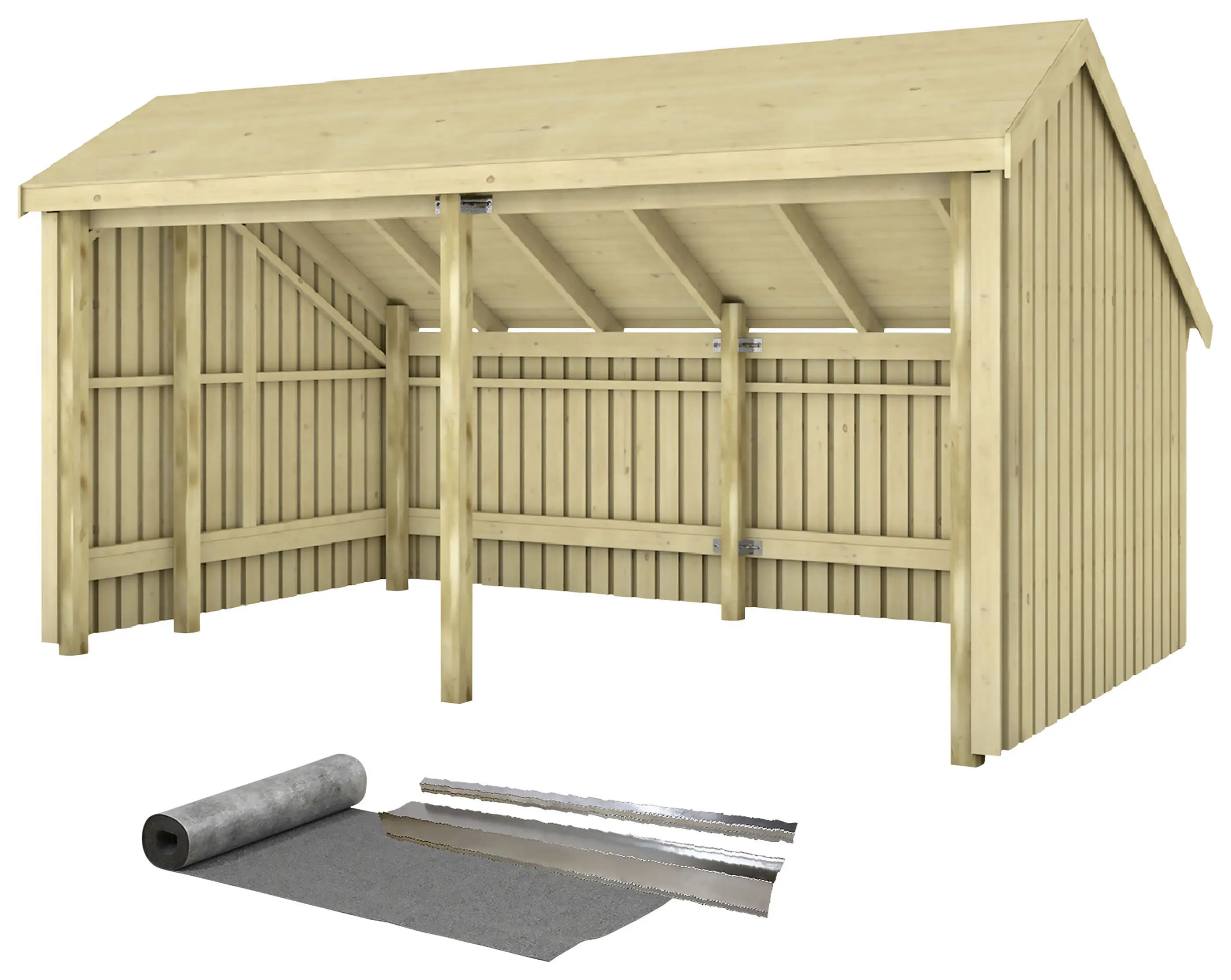 Plus Gartenhaus Multi 2 Module 416 x 238 cm natur offen
