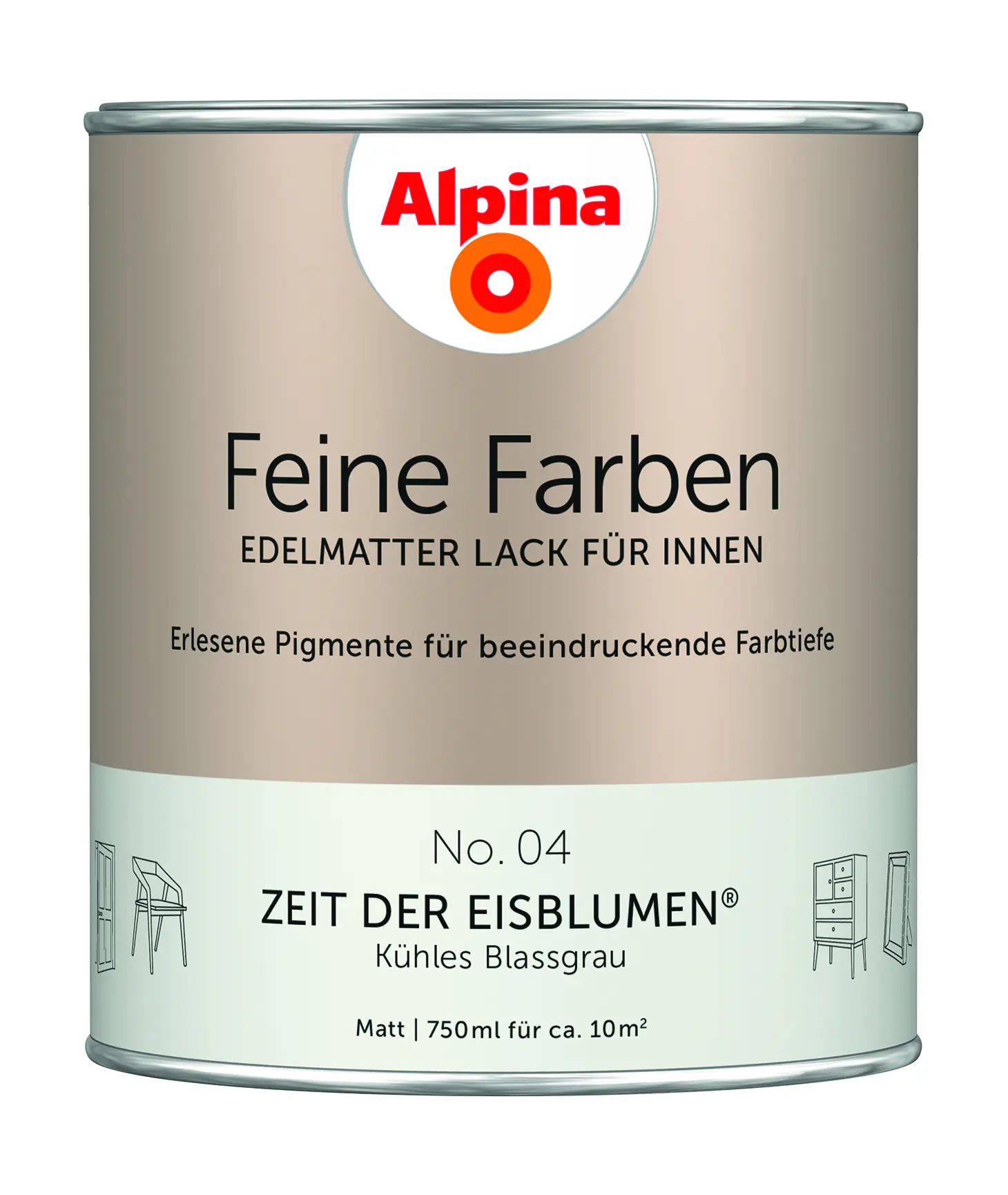 Alpina Feine Farben Lack No. 04 Zeit der Eisblumen - blassgrau  750 ml