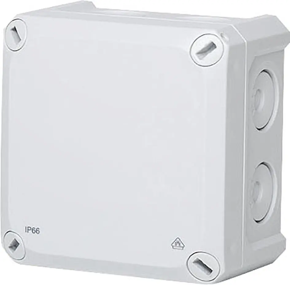 Abzweigkasten Aufputz IP66 mit Klemmleiste 85x85x54mm grau Abzweigkasten Aufputz IP66 mit Klemmleiste 85x85x54mm grau