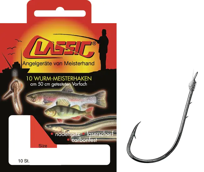 Classic Wurmhaken Größe 6 gebunden gunsmoke 10 Stück