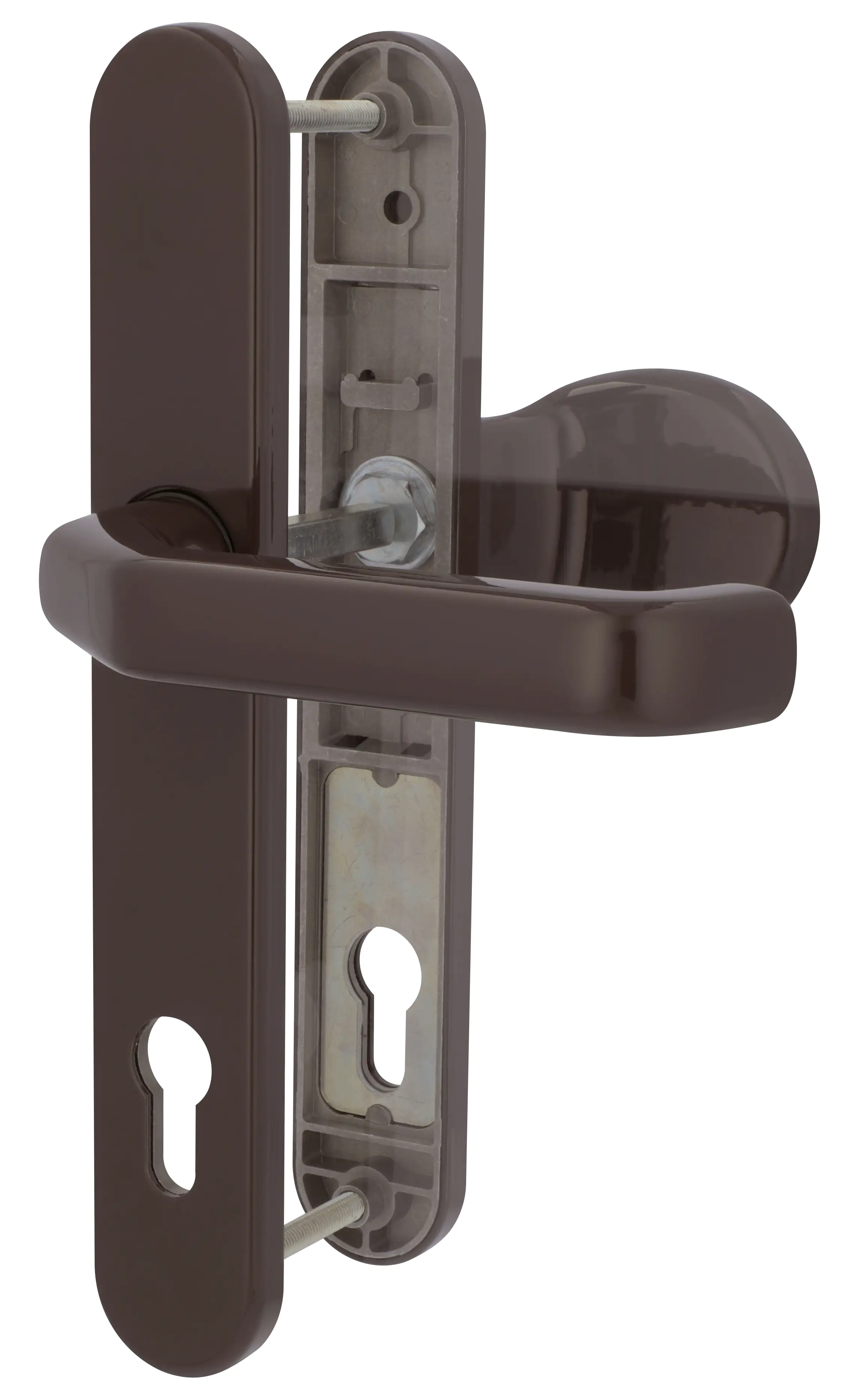 Alpertec PZ-Schmalrahmengarnitur Berlin Drücker/Knopf braun abgerundet