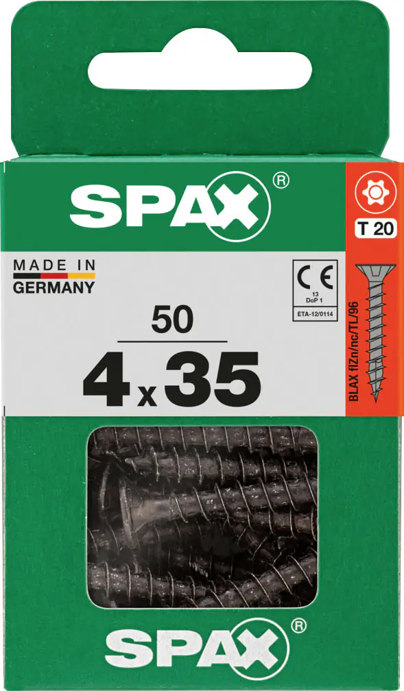 Spax Universalschrauben 4 x 35 mm T20 Vollgewinde - 50 Stk.  Spax Universalschrauben 4 x 35 mm T20 Vollgewinde - 50 Stk.