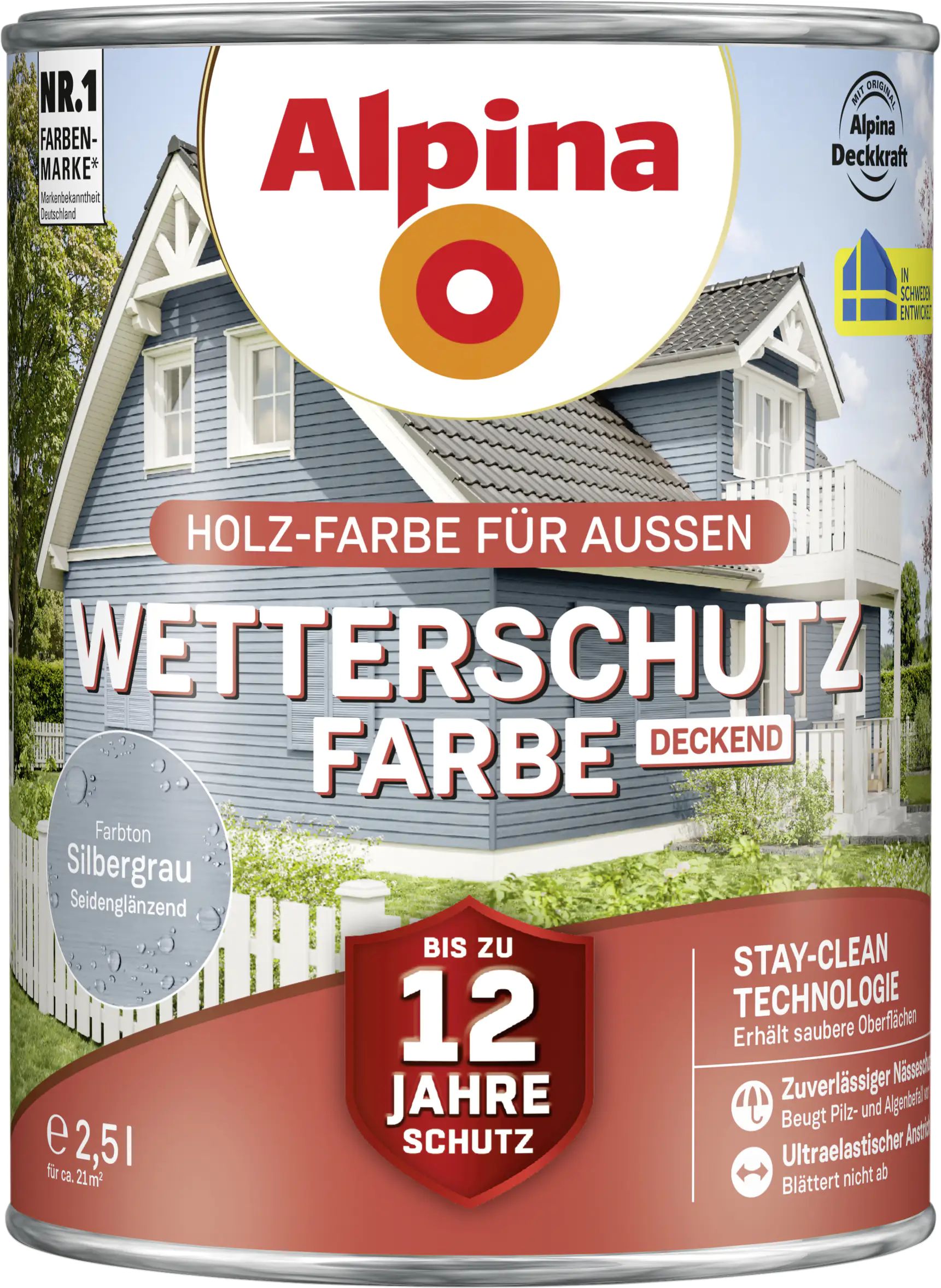 Alpina Wetterschutzfarbe 2,5 L silbergrau Alpina Wetterschutzfarbe 2,5 L silbergrau